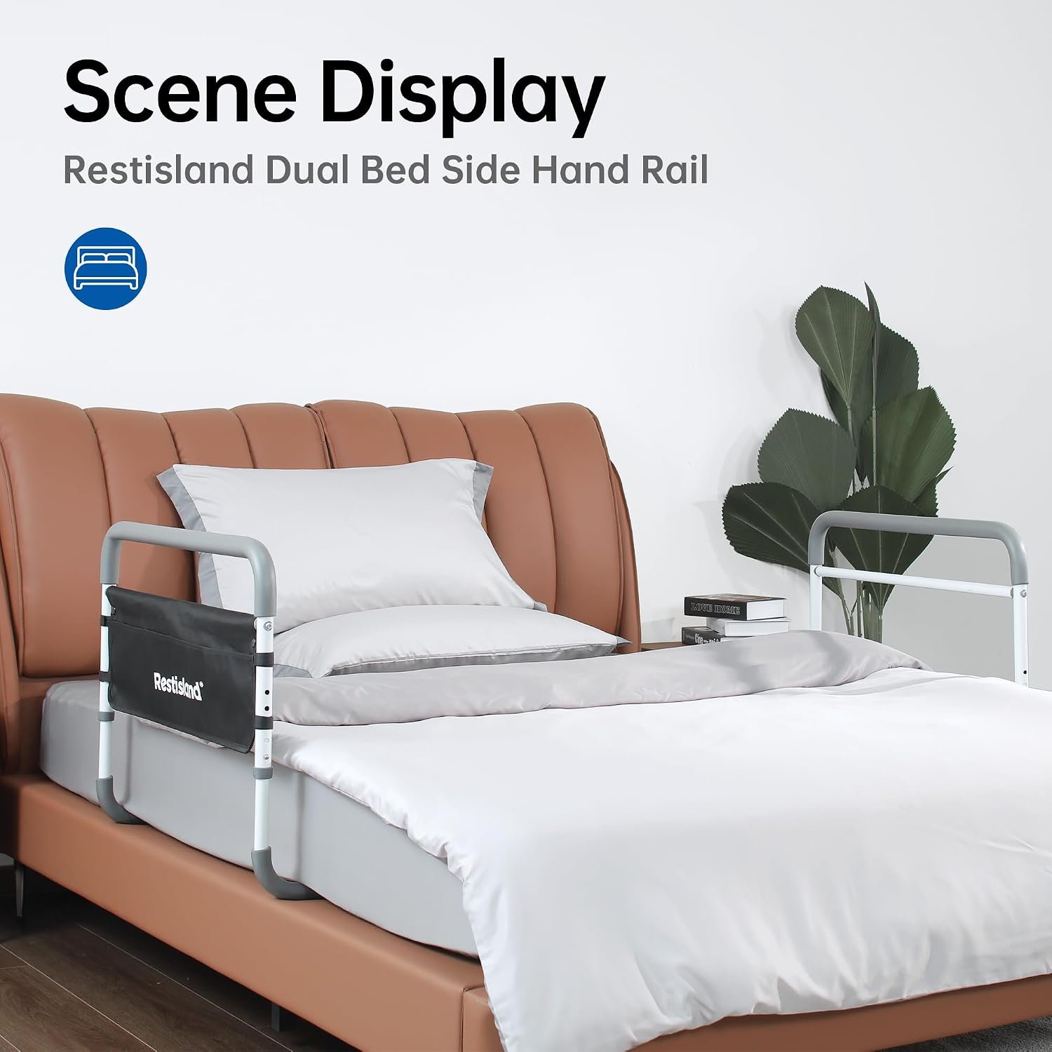 Dual Bed Side Hand Rail, Bed Assist Rail Adjustable Medical Hospital Assistive Devices Bed Rails for Elderly Adults, Fits Queen, Full & Twin Beds - Image 2