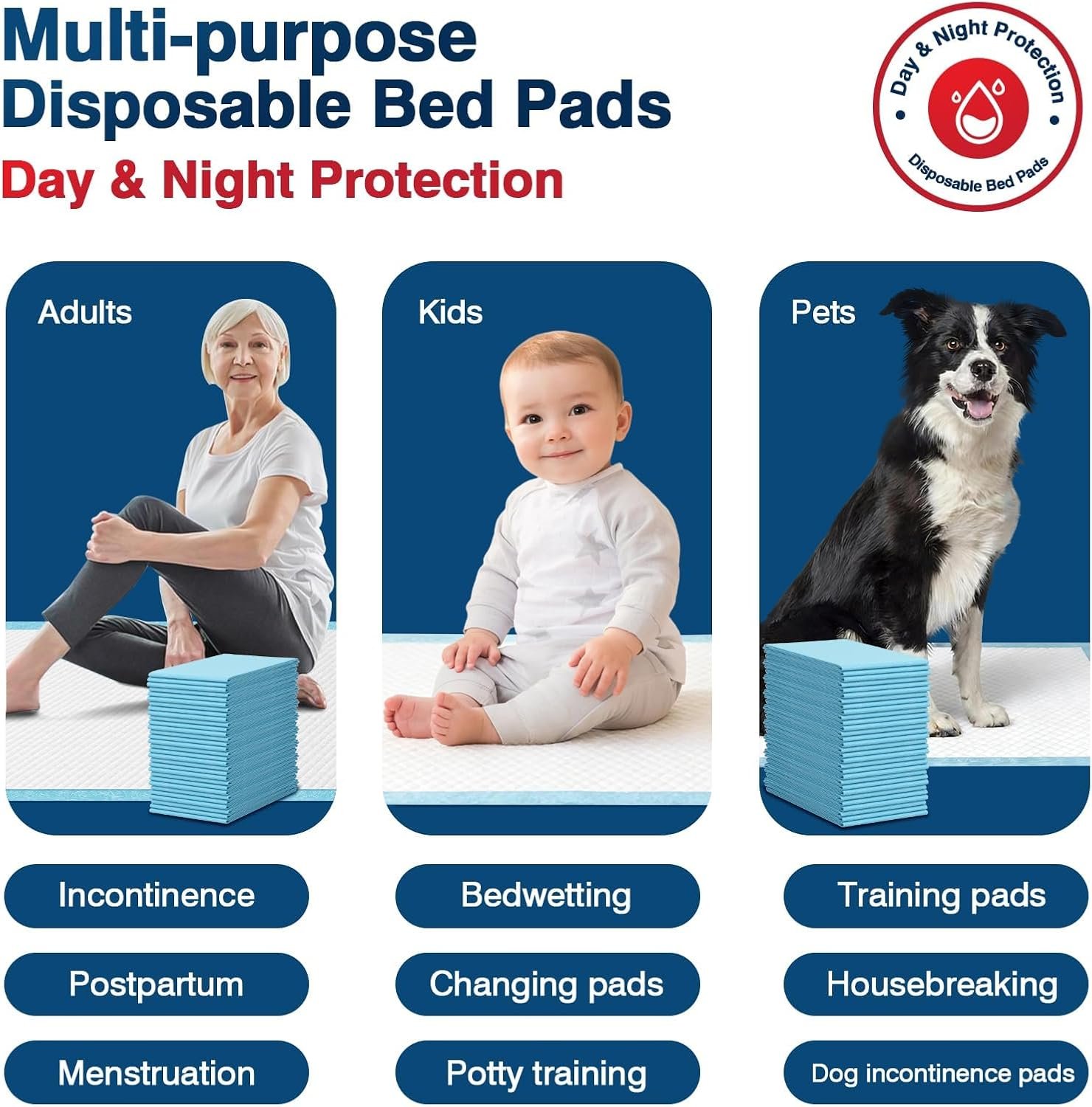 BIGGMED Tear-Resistant Disposable Bed Pads 30" x 36" 100 Count Absorbent Underpads, Chux Thicker Extra Large Incontinence Bed Pads, Pee Pads for Adults, Kids, Elderly, Pets - Image 6