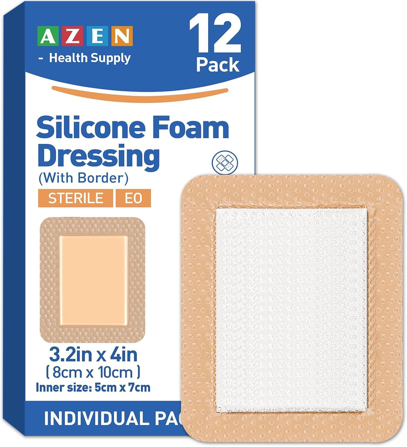 AZEN 12 Pack Silicone Foam Dressing...