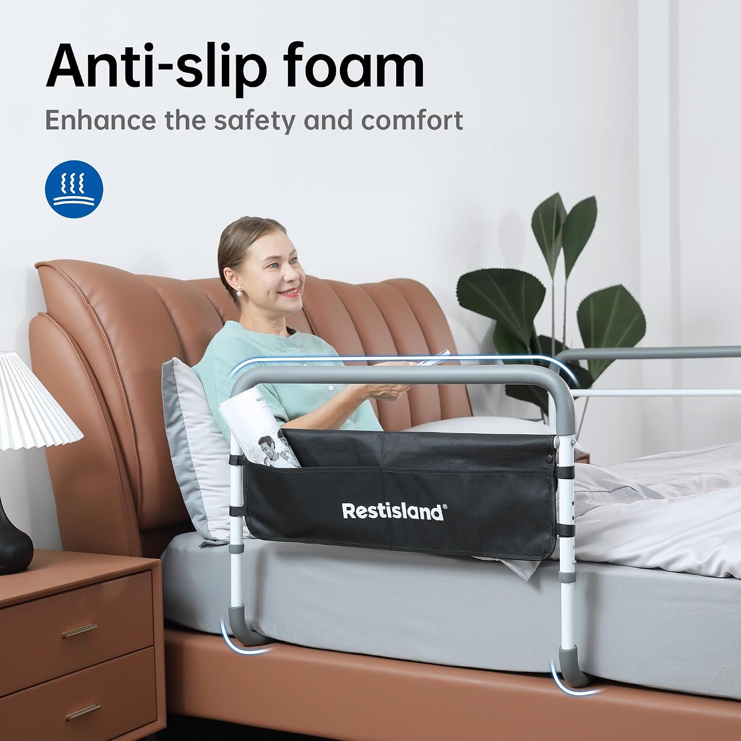 Dual Bed Side Hand Rail, Bed Assist Rail Adjustable Medical Hospital Assistive Devices Bed Rails for Elderly Adults, Fits Queen, Full & Twin Beds - Image 6