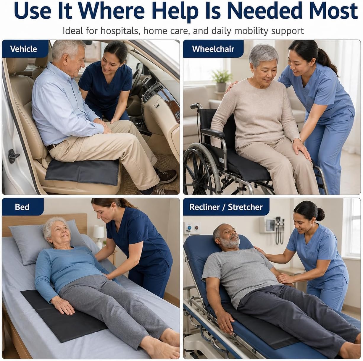 Transfer Board Tubular Slide Sheet for Vehicles, Wheelchairs and Bed Transfers - for Patient Disabled Elderly Turning, Repositioning, Sliding (24" x 16") - Image 2
