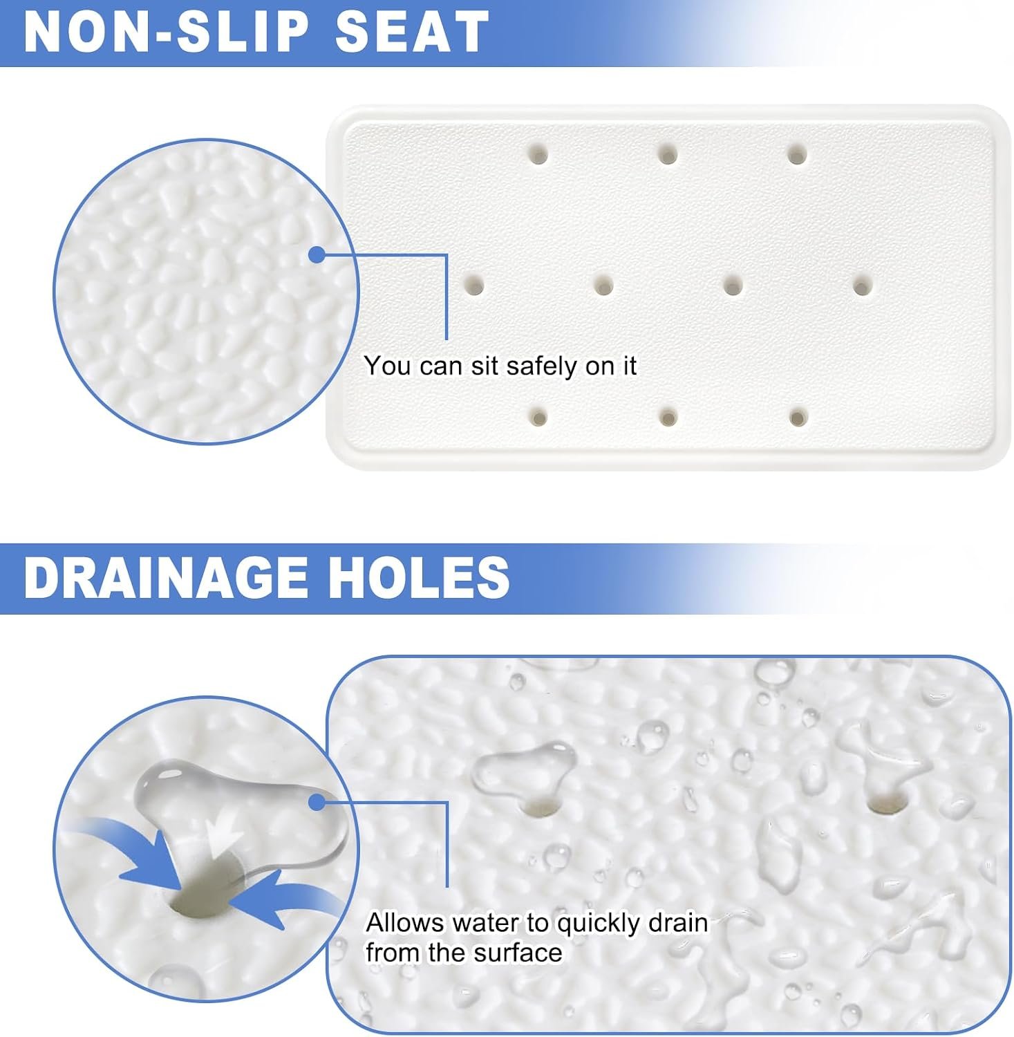 Bathtub Safety Seat for Seniors-Heavy Duty Aluminum Bench with Non-Slip Pads&Blue EVA Cushion,2-Width Adjustable Bath Seat Board, Anti-Scratch Design,Easy Tool-Free Installation - Image 6