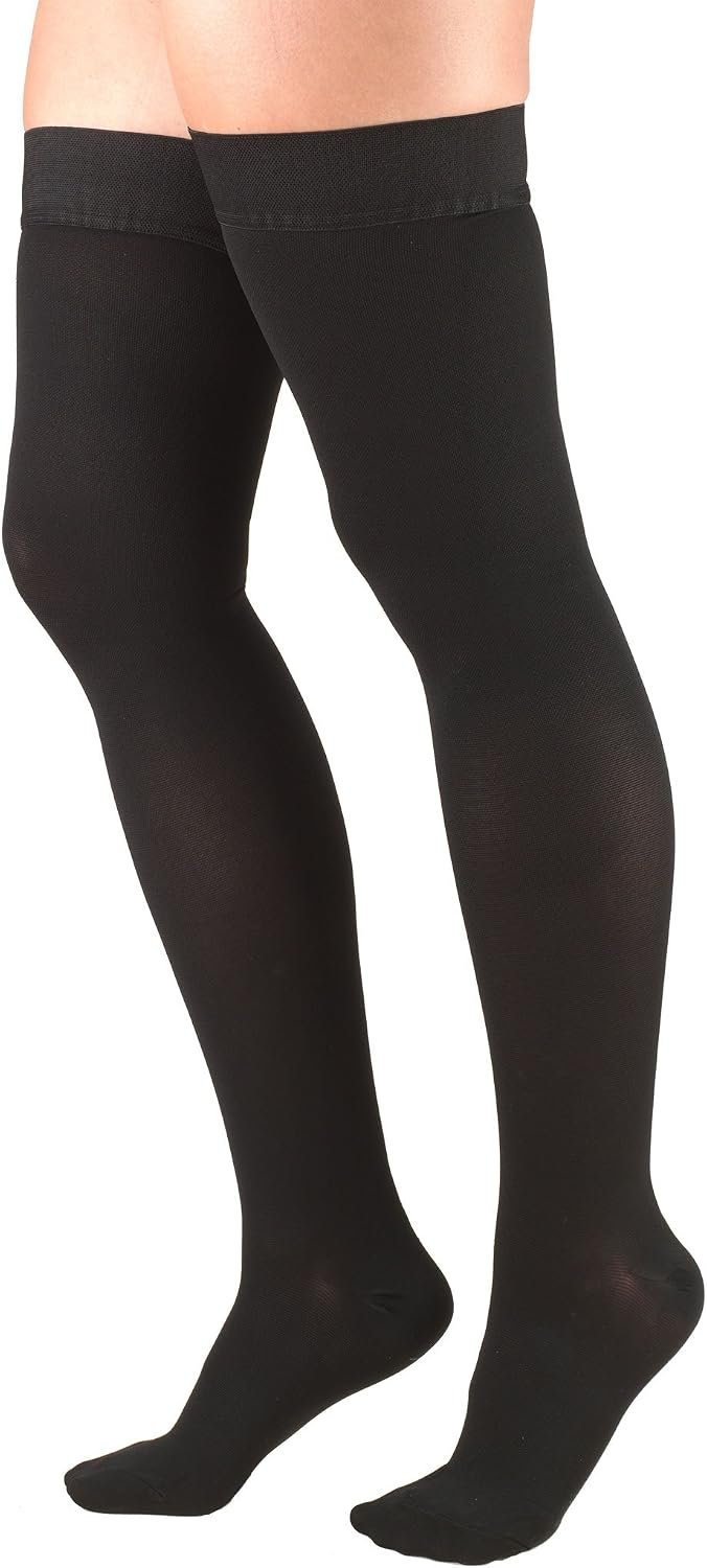 Truform 20-30 Mmhg Compression Stockings for Men & Women, Thigh High Length, Dot Top, Closed Toe, Black, Large (20-30 Mmhg) - Image 13