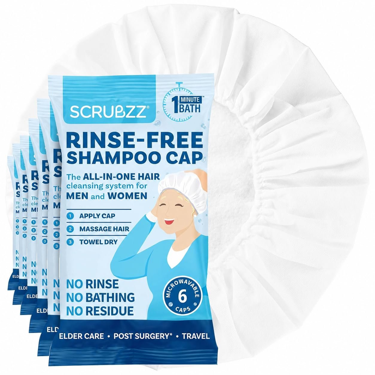 Scrubzz Shampoo Caps No Rinse for E...