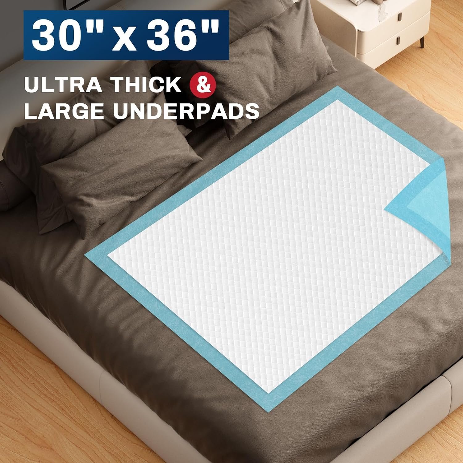 BIGGMED Tear-Resistant Disposable Bed Pads 30" x 36" 100 Count Absorbent Underpads, Chux Thicker Extra Large Incontinence Bed Pads, Pee Pads for Adults, Kids, Elderly, Pets - Image 2
