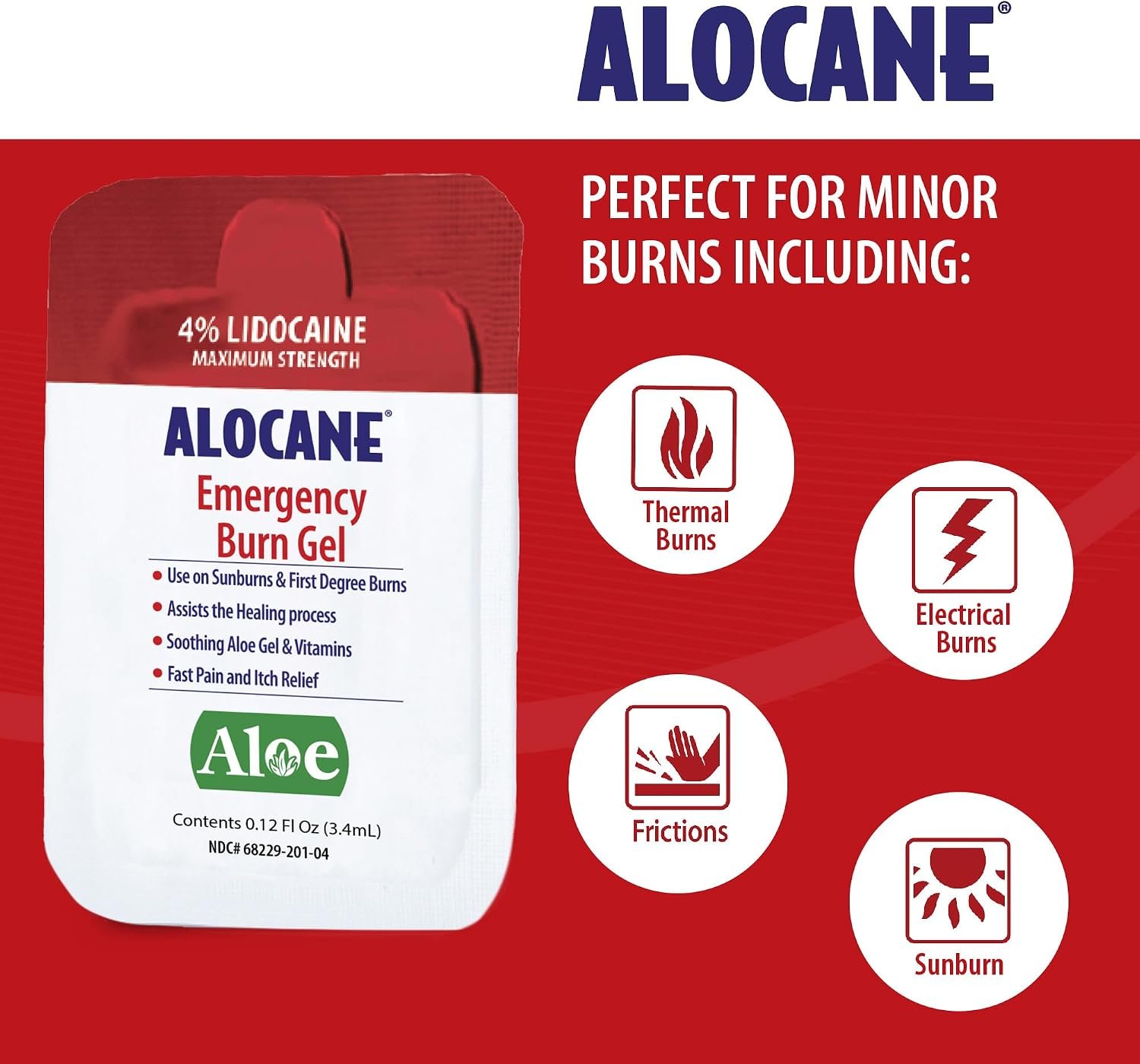 ALOCANE® Emergency Burn Gel Maximum Strength 4% Lidocaine Individual Use Packets,Commercial Grade, for Restaurants, Manufacturing, Other Heat Related Work environments, for Commercial Use Only, 24 Ct - Image 5