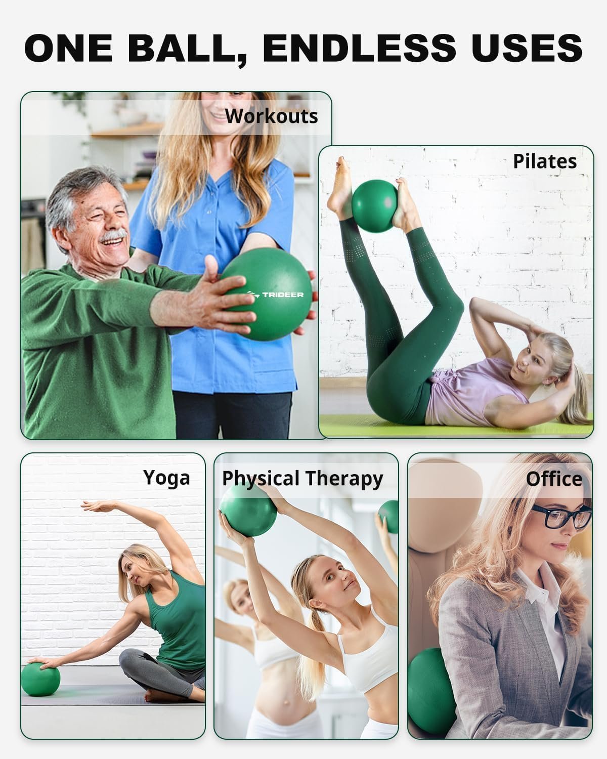 Trideer Exercise Ball for Rehabilitation with Guide, 9 Inch Pilates Ball - Image 6