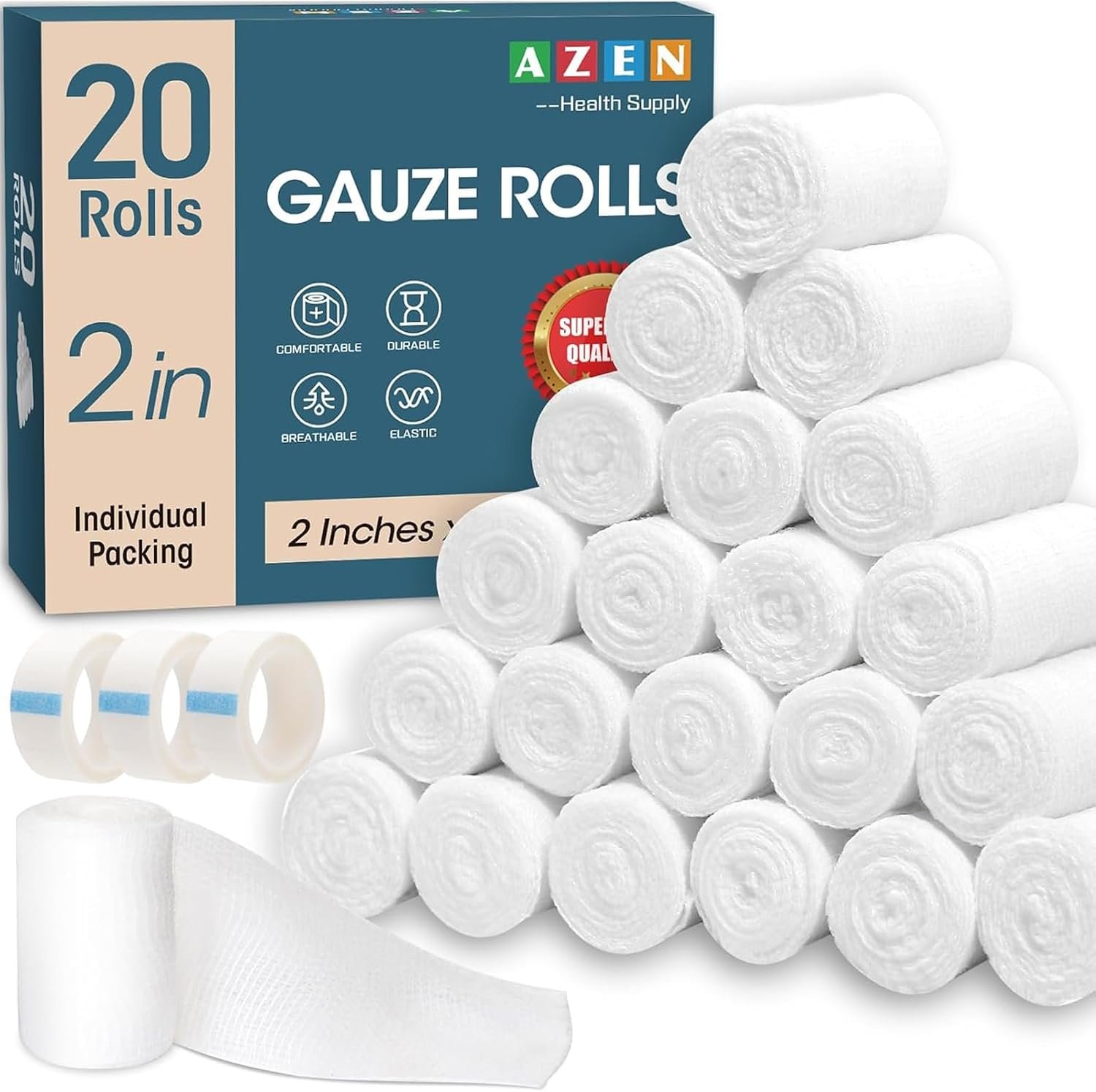 AZEN 20 Pack Gauze Rolls Bandages, ...