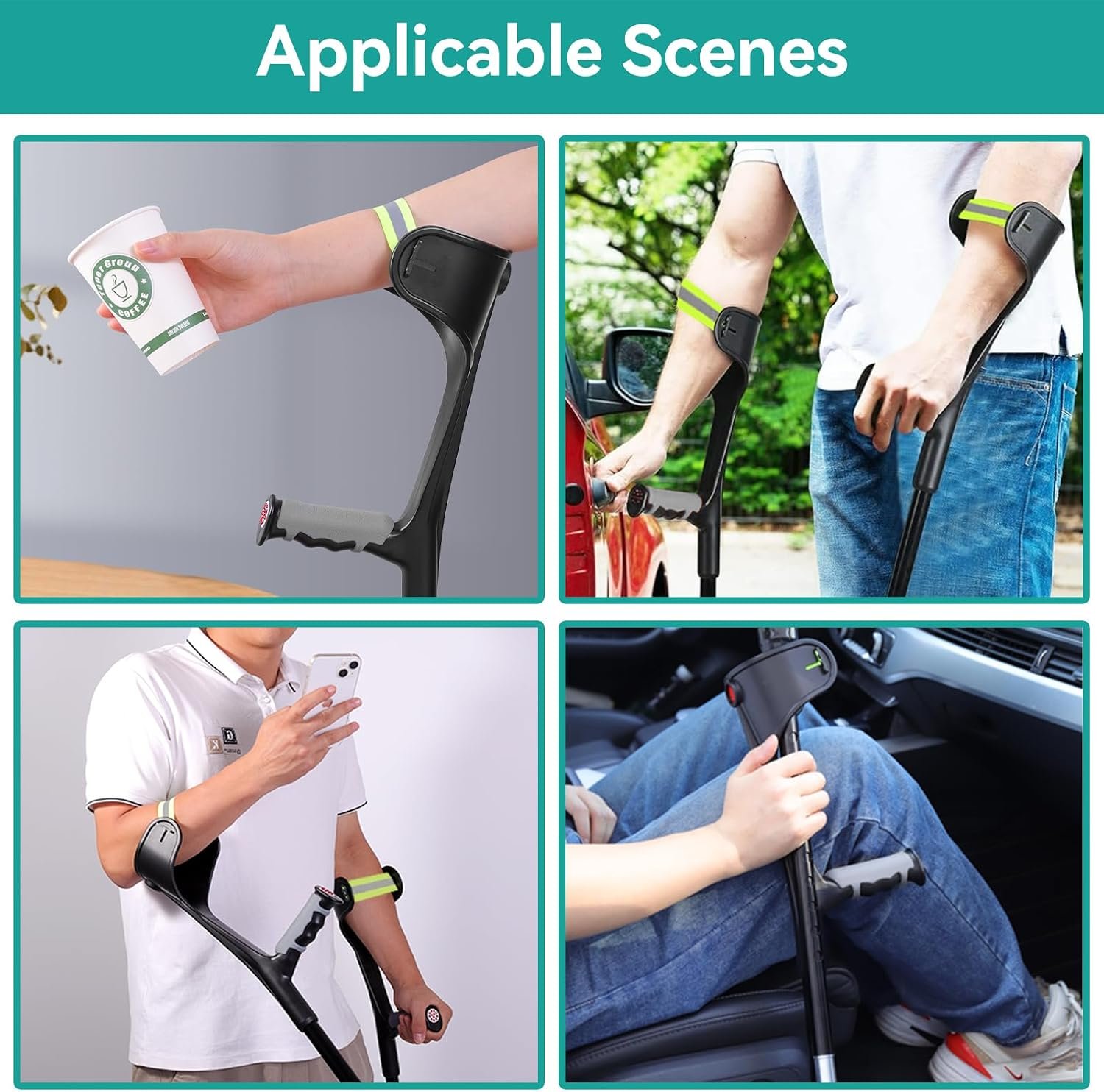 Forearm Crutches for Adults, Lightweight Folding Arm Crutch Forearm with Anti-Drop Cuff, 10 Levels Adjustable Height, Muletas para Adultos for Heavy Duty (Black) (Large) - Image 7
