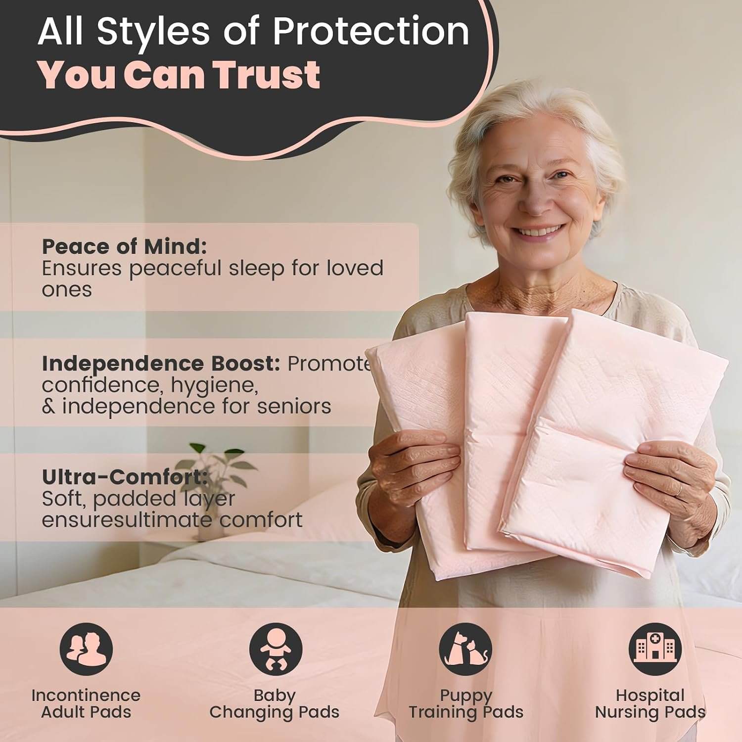 MKISS Bed Pads with Adhesive Strip 30"x36", Thick Absorbent Incontinence Adults Underpads Disposable, Leakproof Pee Pads, Extra Large Pet Training Pads,50 Count - Image 7