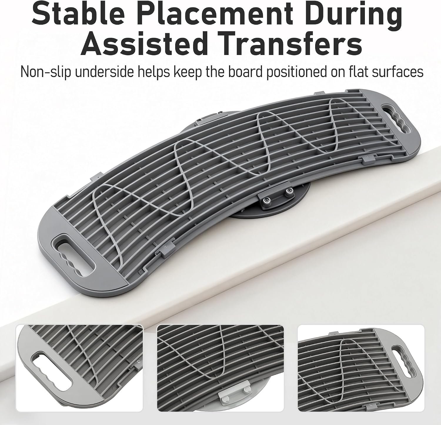 Transfer Board with Turntable & Dual Assisted Handles, Gray – Heavy Duty Sliding Transfer Board for Wheelchair to Bed, Chair Transfers, Non-Slip Mobility Aid for Elderly & Caregivers, FSA HSA Eligible - Image 7