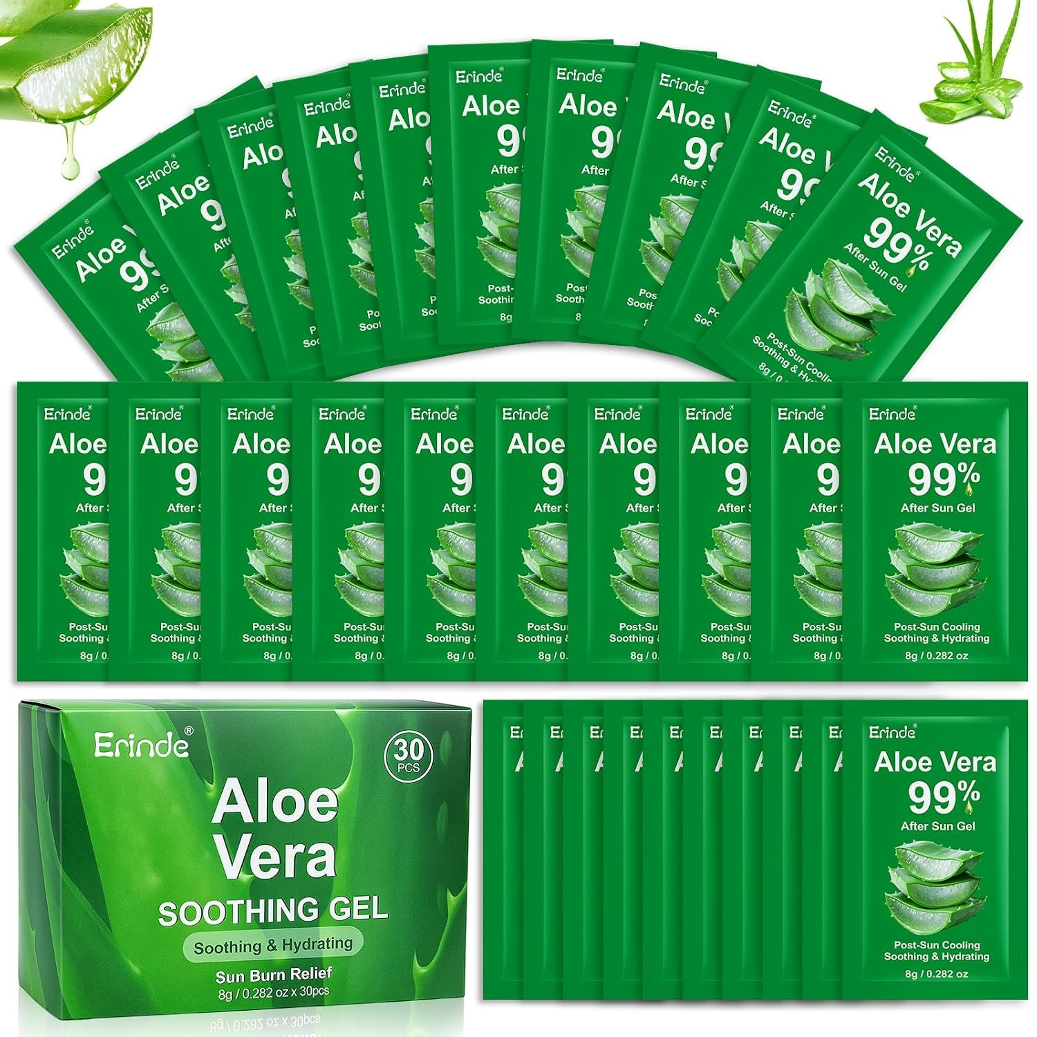 Erinde 30 Pack Travel Size Aloe Ver...