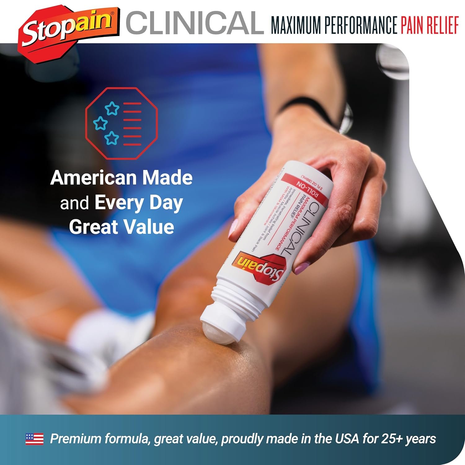 Stopain Clinical 10% Menthol Pain Relief Roll-On (3 oz), Professional Strength Topical Analgesic for Back, Knee, Joint and Arthritis Pain Relief, Made in USA - Image 6