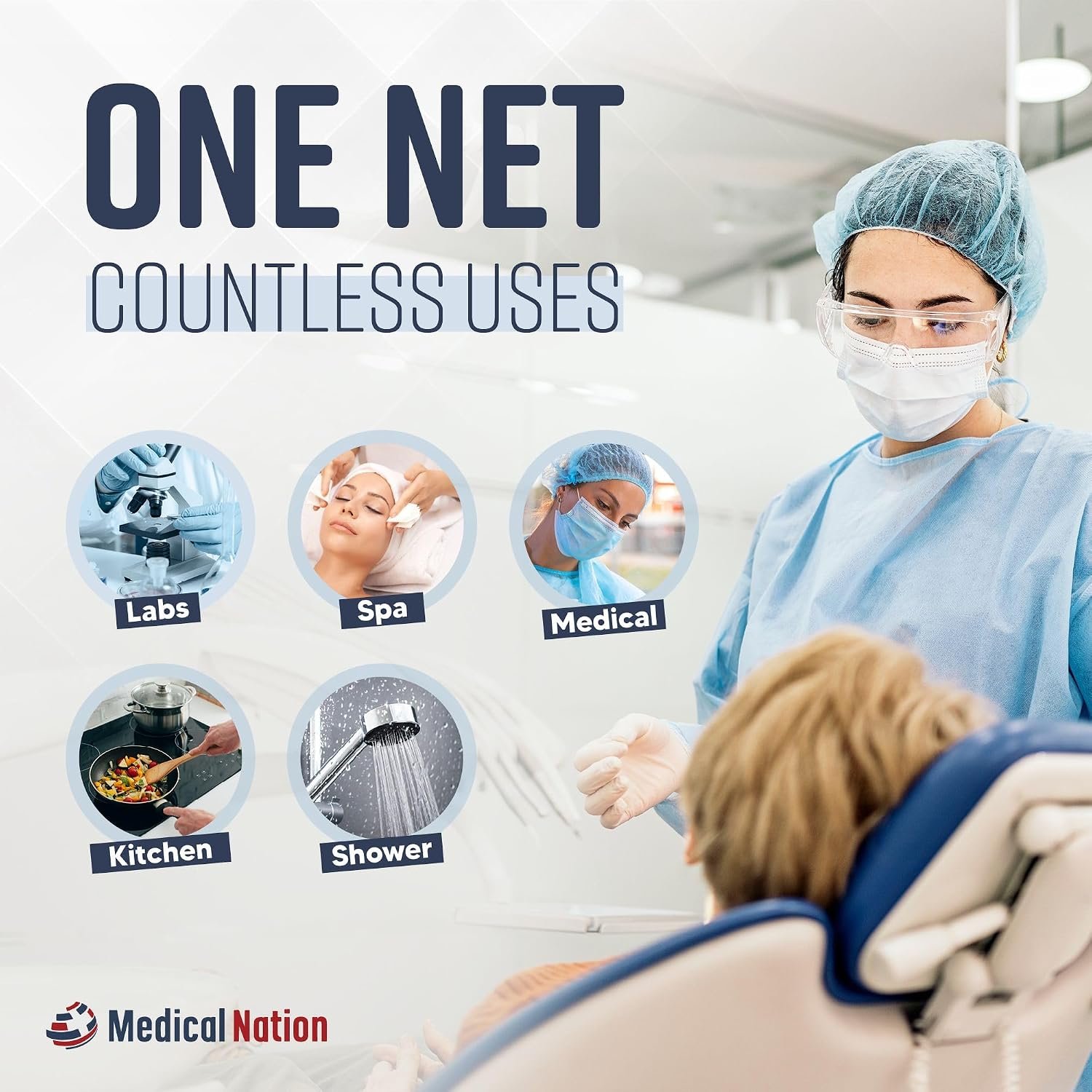 MEDICAL NATION 24" Disposable Bouffant Caps Hair Net | CASE OF 1000, BLUE | Non-Woven, Non-Pleated Hairnets | Perfect for Medical, Hospital, Labs, Nurse, Tattoo, Food Service, Cooking | Blue, Size 24" - Image 6
