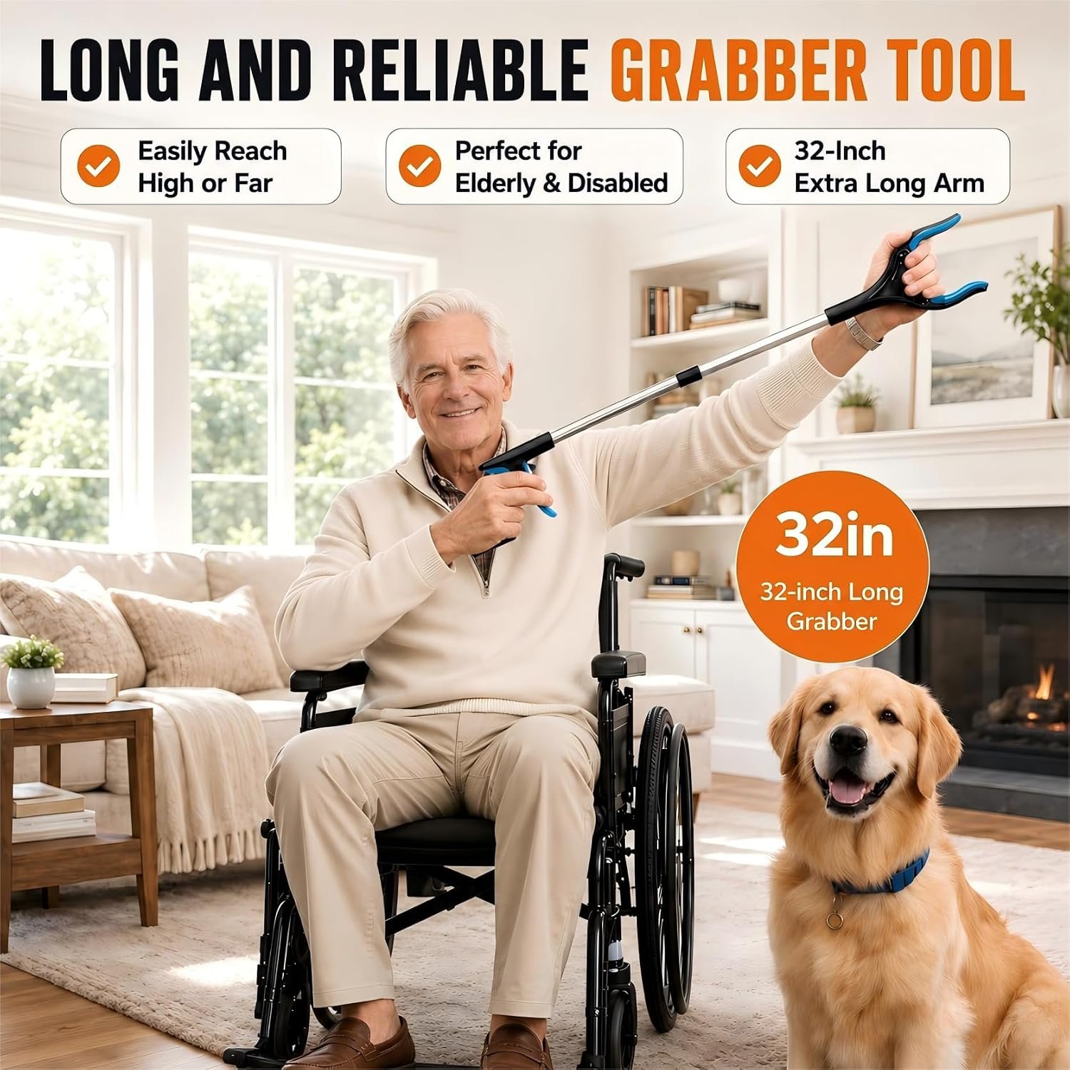32" Grabber Reacher Tool, LEGENDONE 2-Pack Long Foldable Reaching Pickup Tool for Senior, Wide Claw Trash Picker Stick, Surgery Recovery Must Haves Gifts, 360° Rotating Jaw| Anti-Slip| Magnetic Tip - Image 8