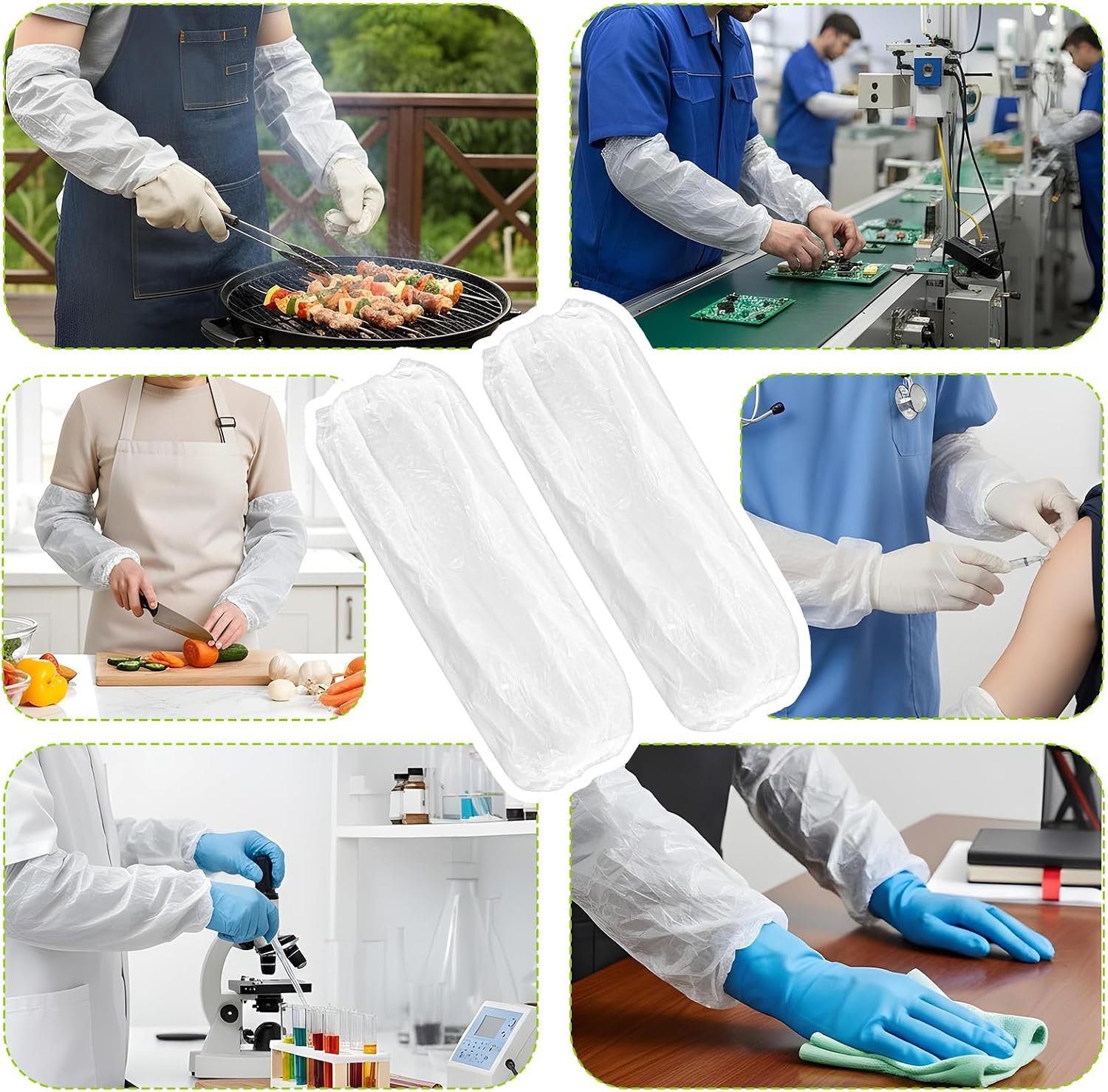 400Pcs Disposable Arm Sleeves Covers, 17.7" Long Waterproof PE Oversleeves with Elastic Cuffs for Painting, Cleaning, Tattooing & Food Handling - Image 5
