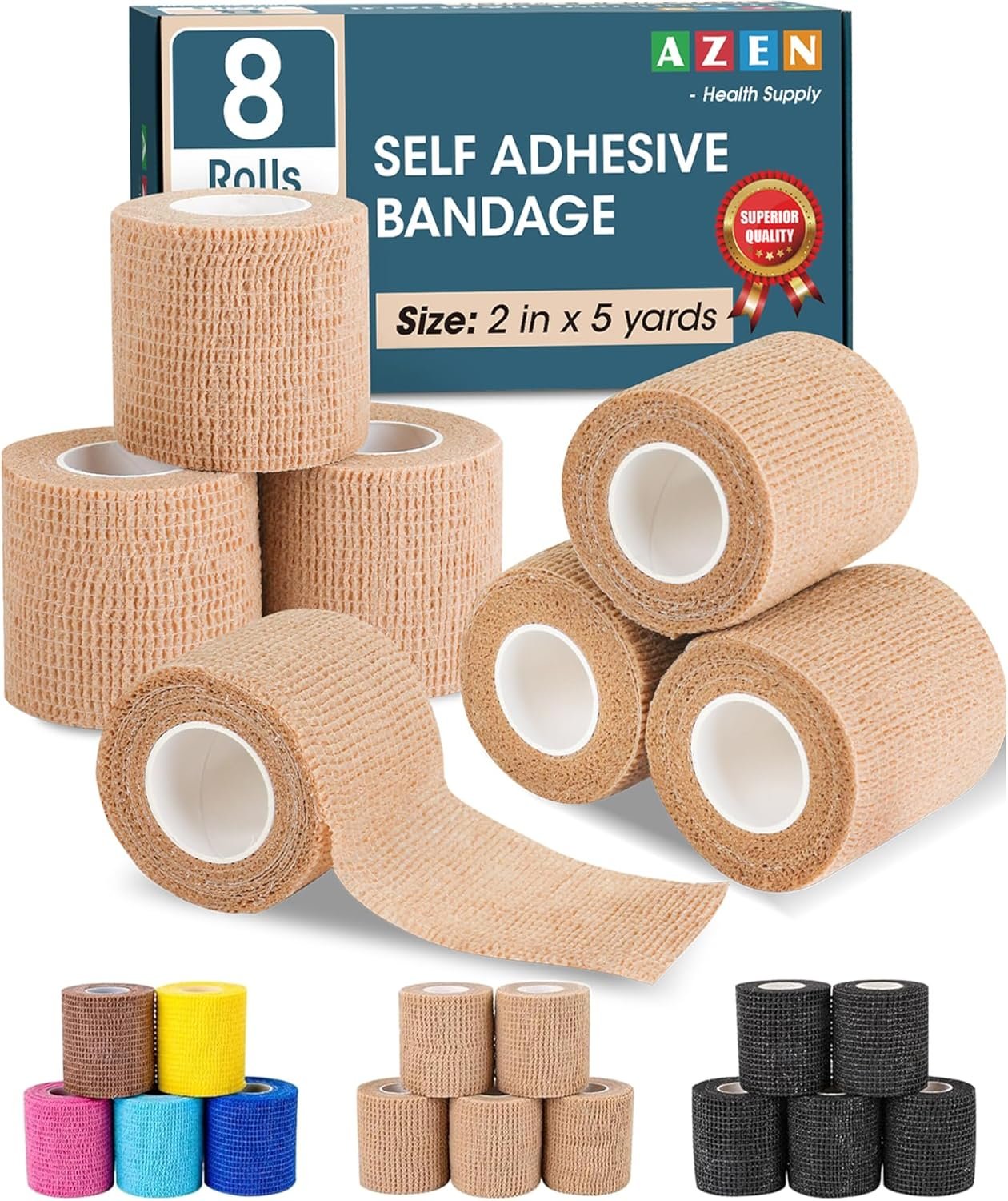 AZEN 8 Pack Self Adhesive Bandage W...