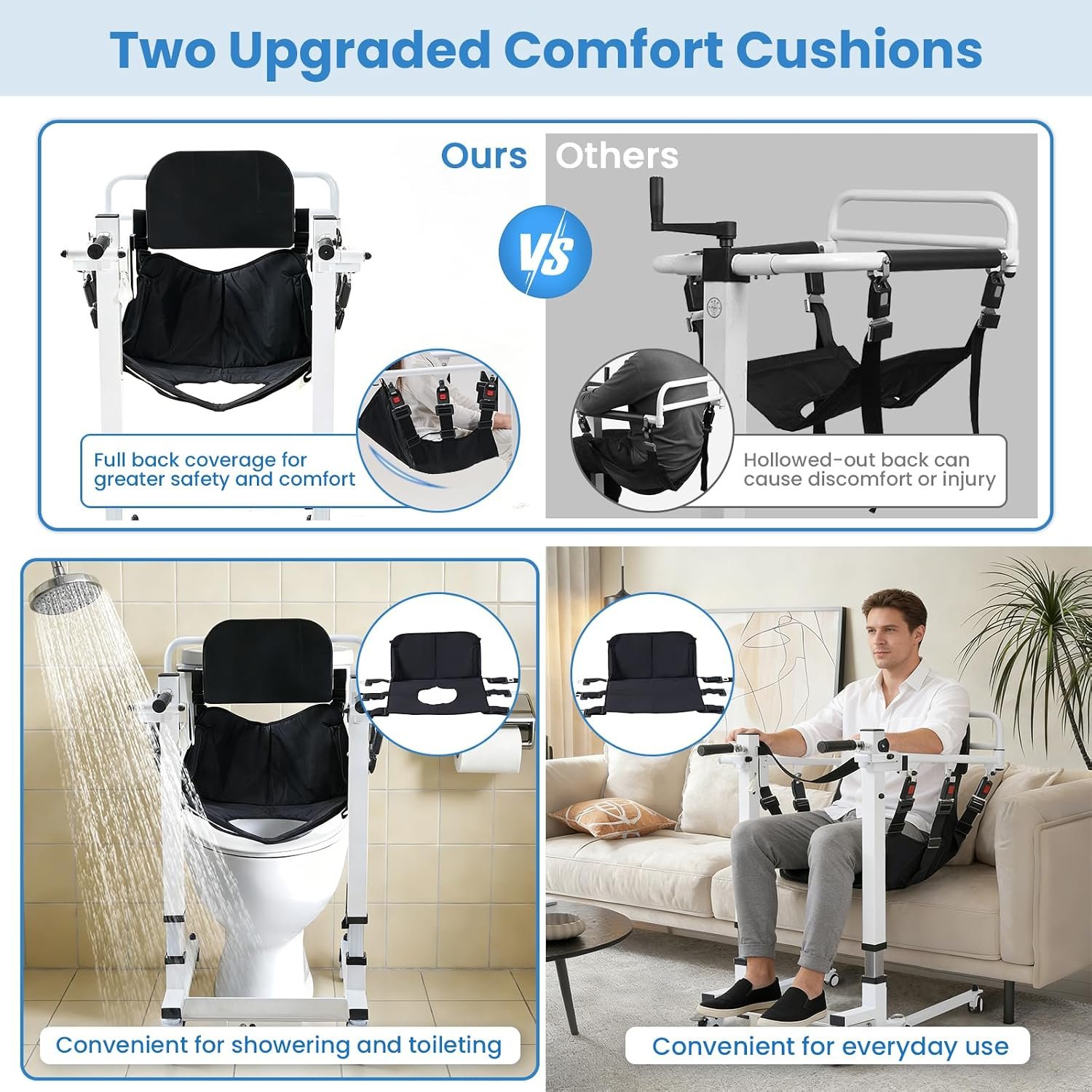 Electric Patient Lift Transfer Chair, Electric Transfer Lift for Car, Portable Folding Patient Lift for Home, Adjustable Height Bathroom Transfer Chairs for Seniors, Adults, Disabled - Image 6