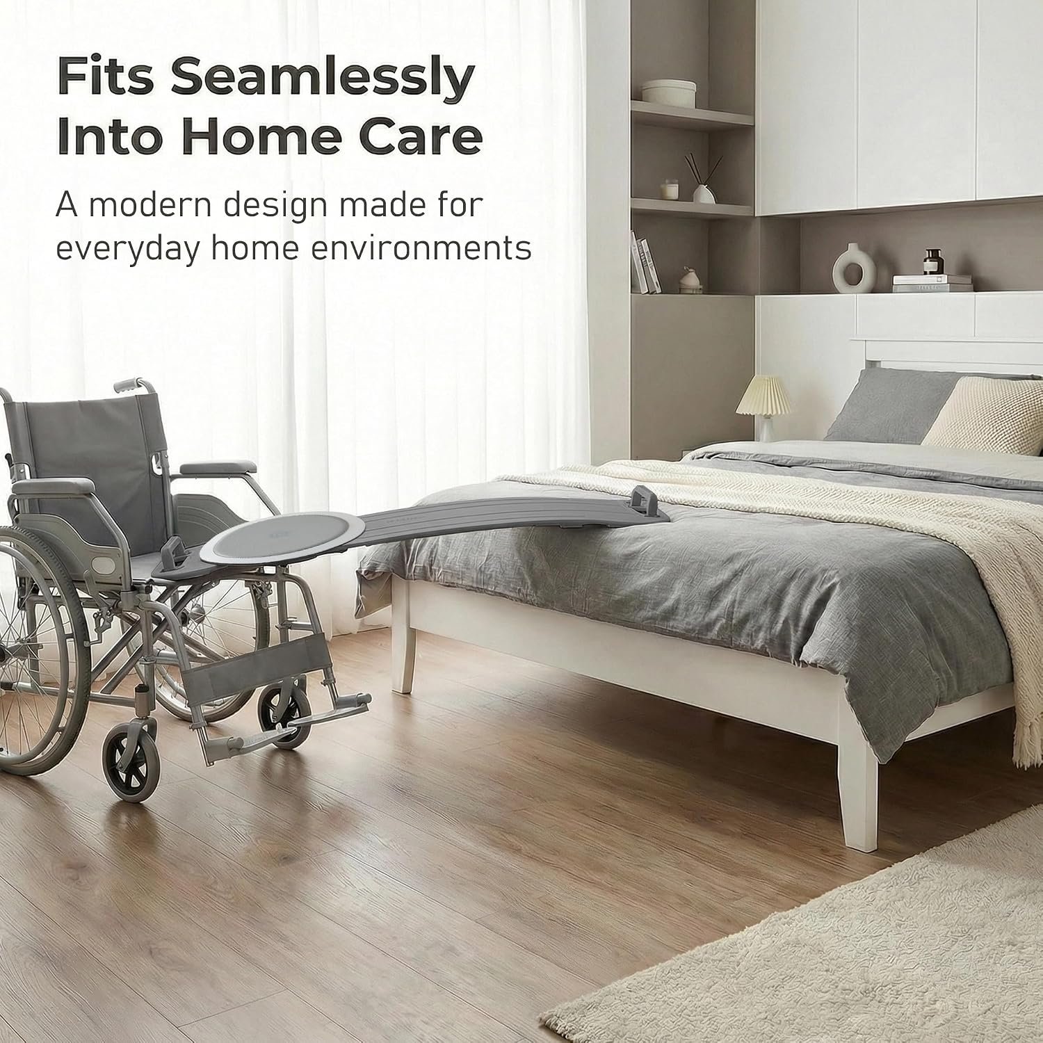 Transfer Board with Turntable & Dual Assisted Handles, Gray – Heavy Duty Sliding Transfer Board for Wheelchair to Bed, Chair Transfers, Non-Slip Mobility Aid for Elderly & Caregivers, FSA HSA Eligible - Image 5