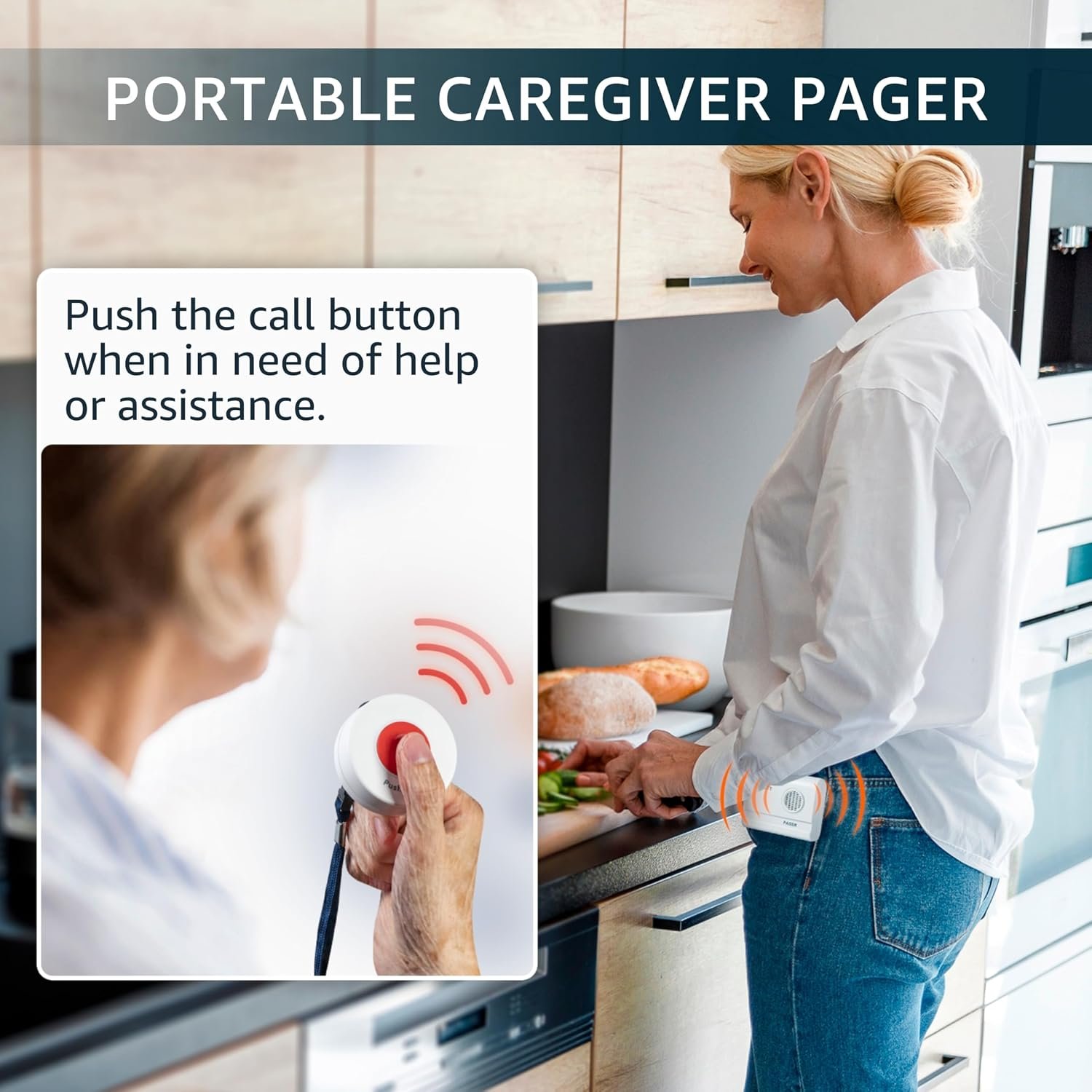 Wireless Battery-Powered Caregiver Pager System with Call Button - Image 2