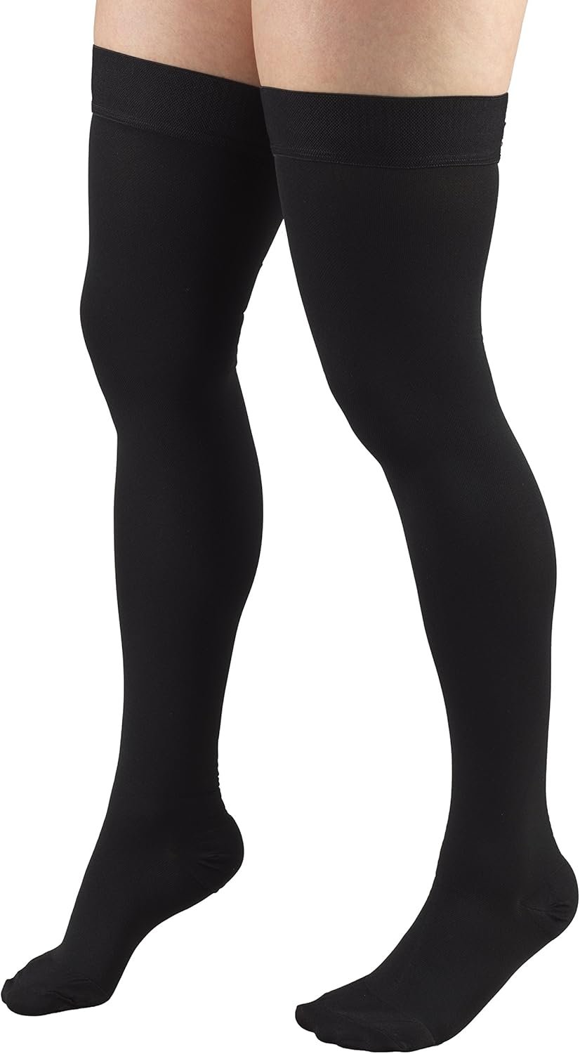 Truform 20-30 Mmhg Compression Stockings for Men & Women, Thigh High Length, Dot Top, Closed Toe, Black, Large (20-30 Mmhg) - Image 6
