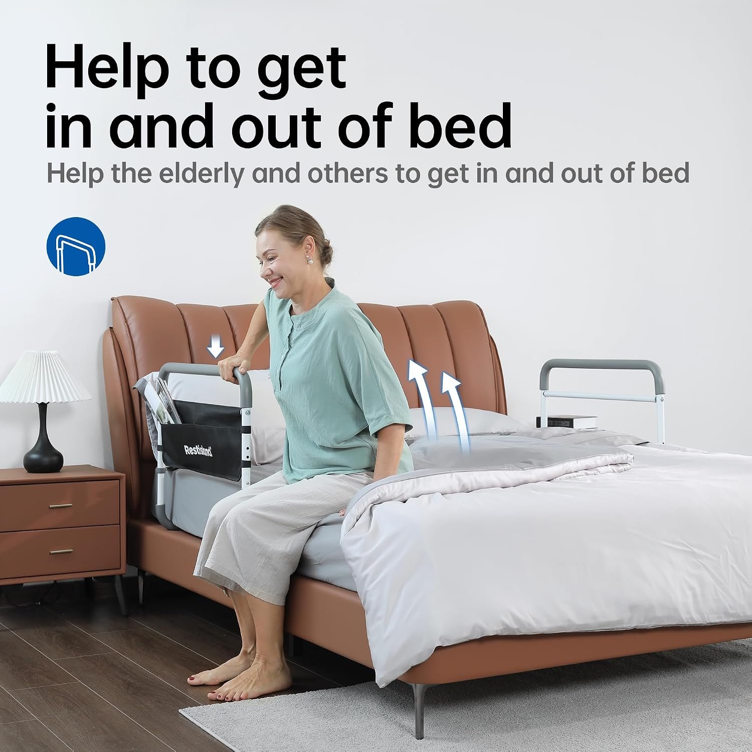 Dual Bed Side Hand Rail, Bed Assist Rail Adjustable Medical Hospital Assistive Devices Bed Rails for Elderly Adults, Fits Queen, Full & Twin Beds - Image 5