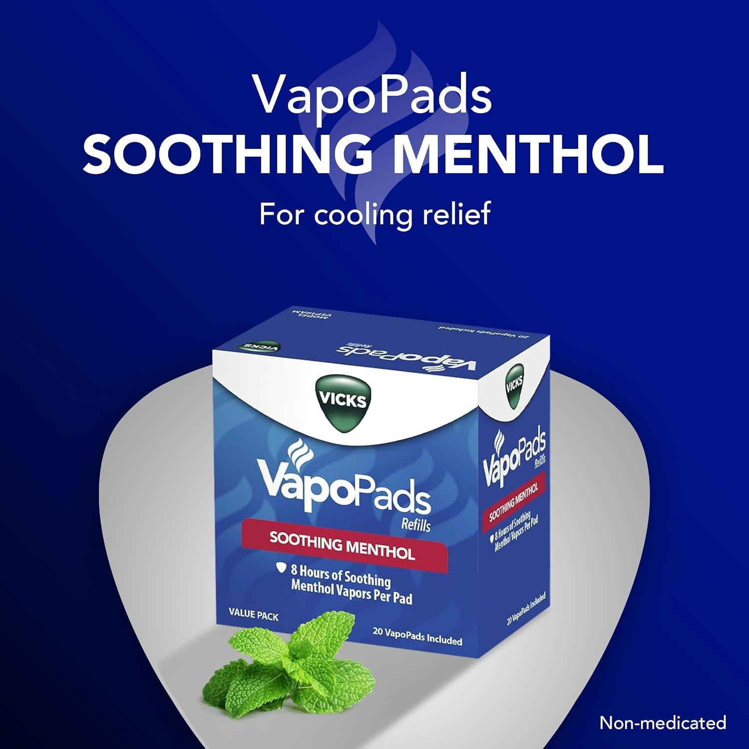 Vicks VapoPads Original Menthol Scent Refill Pads Humidifiers and Sinus Inhaler, 20-Pack VapoSteam Medicated Liquid Camphor Cough Suppressant, Compatible Humidifiers, 8 Oz - Image 6