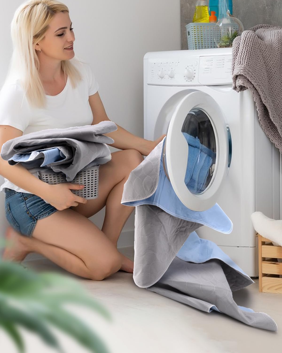 Washable Bed Pads 34" x 36" - 4 Pack, Grey, Waterproof Bed Pads for Incontinence, Bed Wetting Pads for Bed, Sofa, Floor, Resuable Underpads for Adults, Seniors, Pet - Image 5