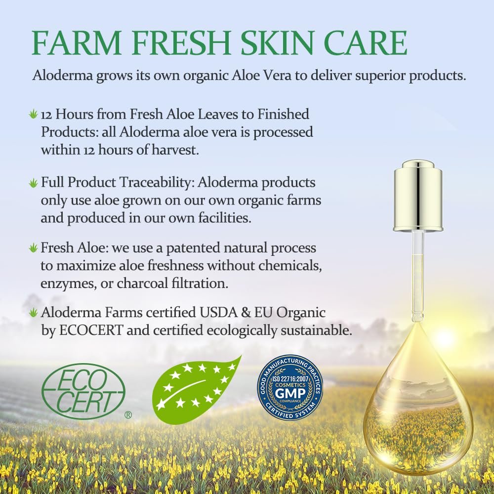 Aloderma Travel Size Aloe Vera Gel Made within 12 Hours of Harvest with 99% Pure Organic Aloe Vera for Body, Face, & Scalp - Hydrating & Soothing Gel for After Sun Care - 1.5oz Squeeze Tube - Image 5