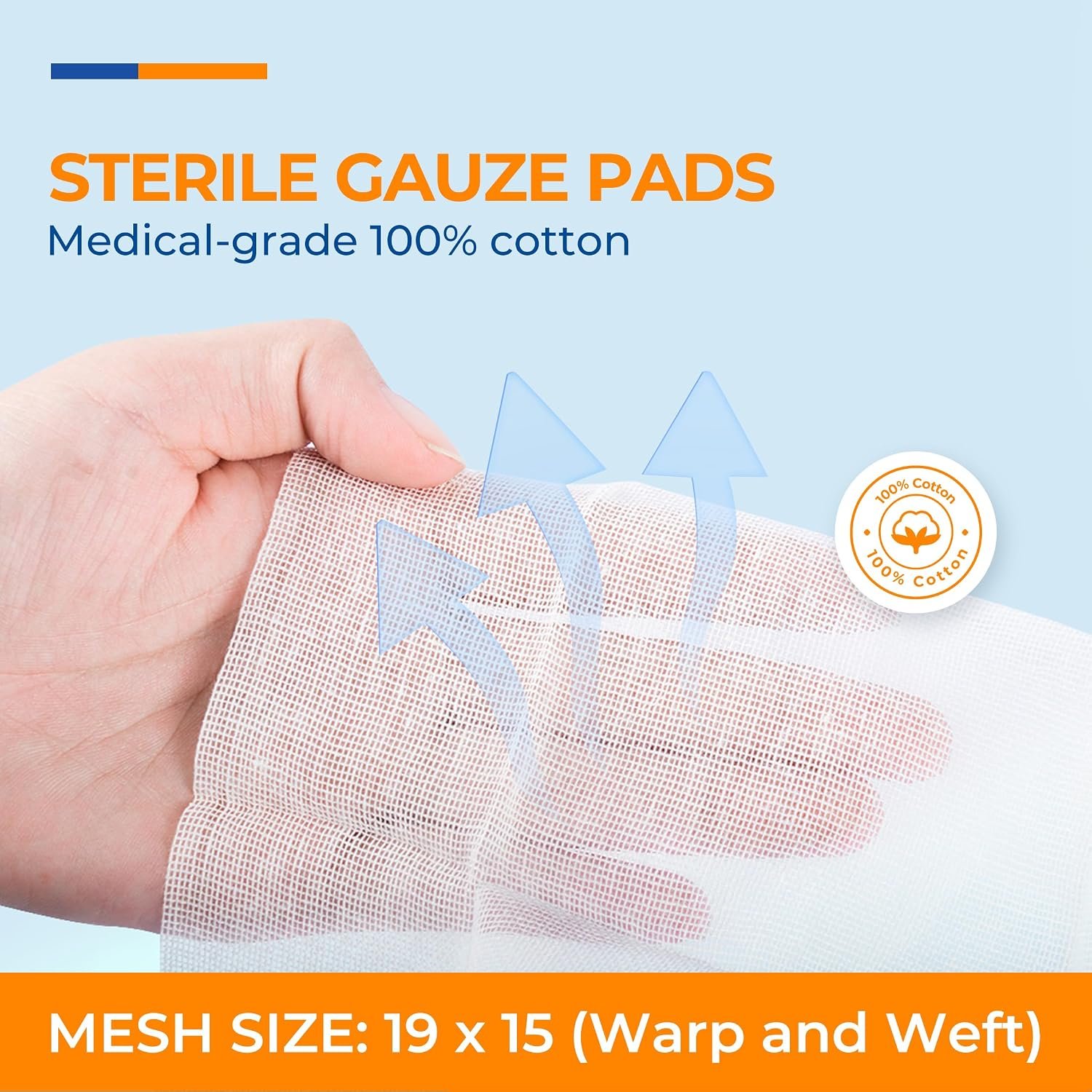 200 Pack Sterile Gauze Pads 4x4 Inch 12-Ply, 100% Cotton Large Gauze Sponges for Wound Care, Highly Absorbent Bulk Hospital-Grade First Aid & Surgical Dressing - Image 2