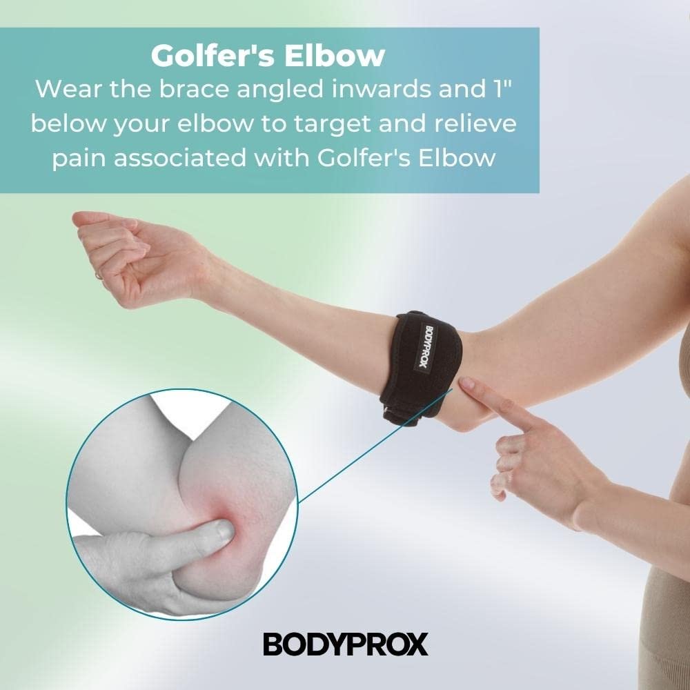 Bodyprox Elbow Brace 2 Pack for Tennis & Golfer's Elbow Pain Relief - Image 3