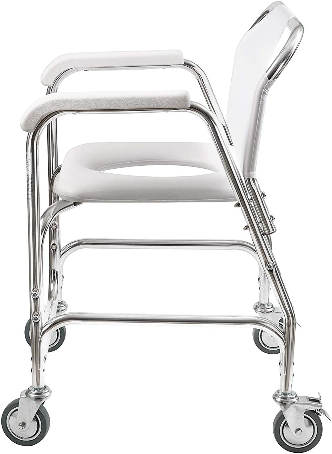 DMI Rolling Shower Chair, Commode, Transport Chair, FSA Eligible, Rolling Bathroom Wheelchair for Handicap, Elderly, Injured or Disabled, 250 Lb. Weight Capacity, Aluminum Frame, White - Image 3