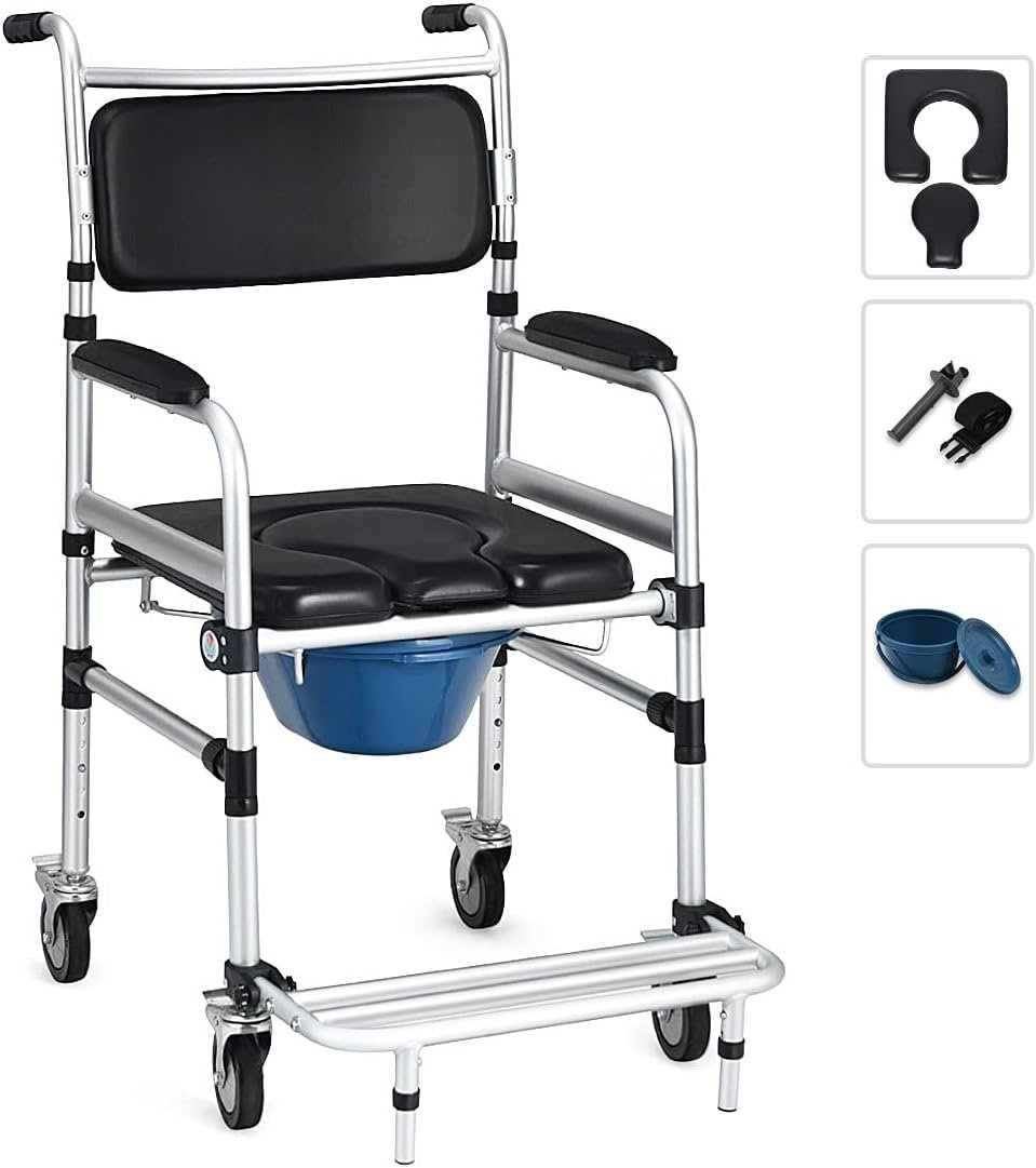 Goplus 4 in 1 Shower Commode Wheelc...