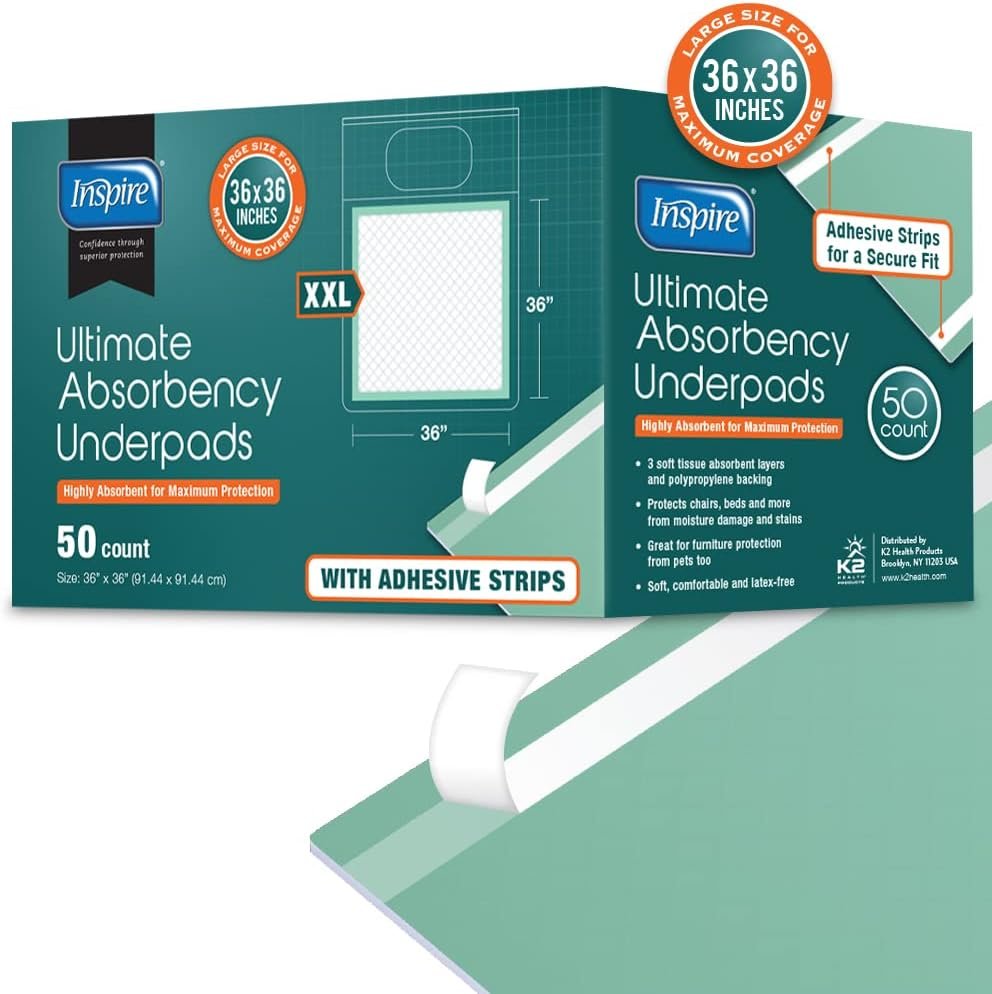 Inspire Super and Ultra Absorbent Disposable Bed Pads, 36" X 36", Pack of 50 with Adhesive, XXL - Image 8