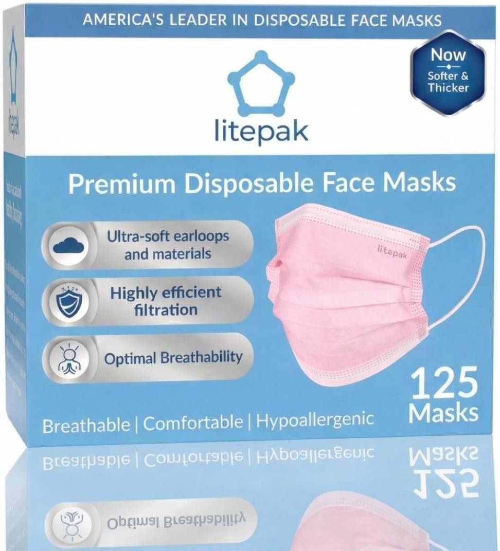 Litepak 125-Pack Disposable Face Ma...