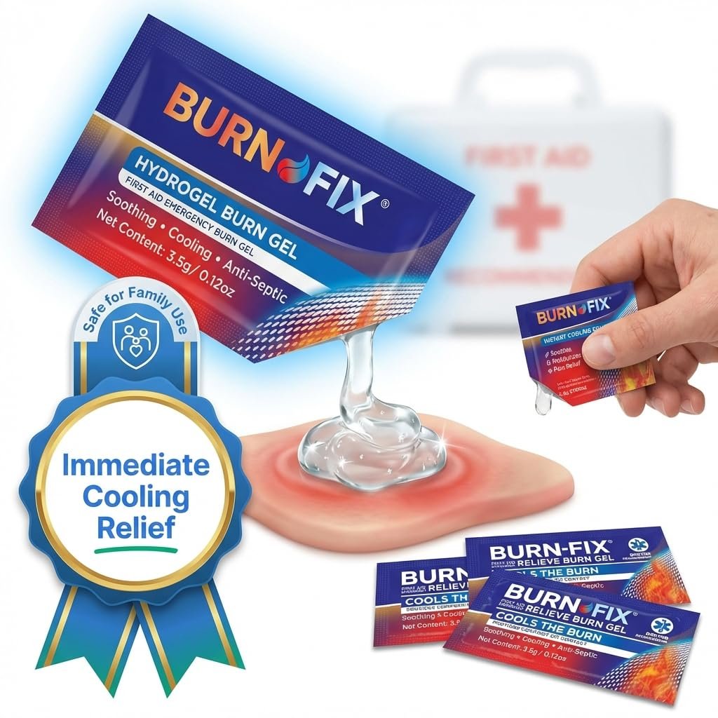 BurnFIX® Burn Gel Packets, First Aid Hydrogel Relief, Minor Burns, 25 Pack - Image 8