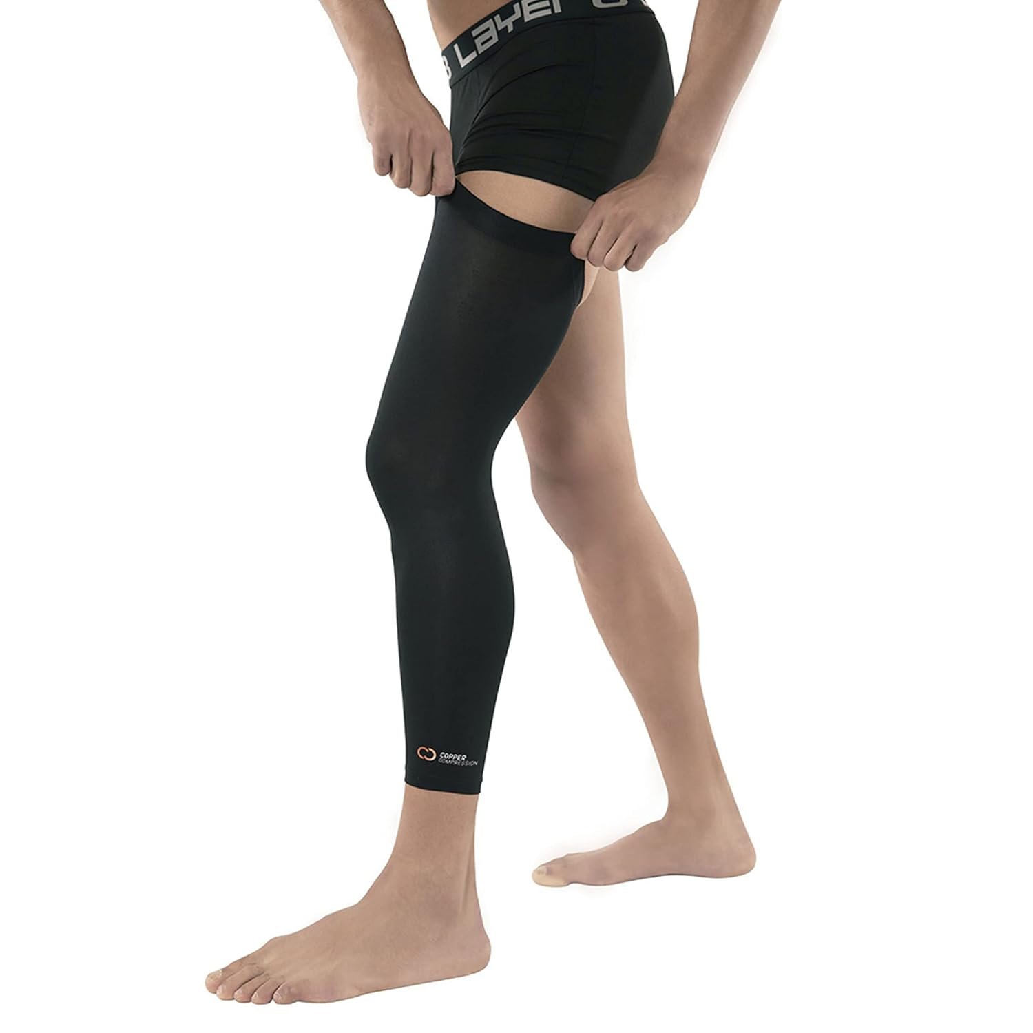 Copper Compression Leg Compression Sleeve - Copper Infused Knee Stabilizer Brace for Running, Meniscus Tear, ACL, MCL, Arthritis, Joint Pain Relief - Thigh & Calf Support for Men & Women - Black - M - Image 7
