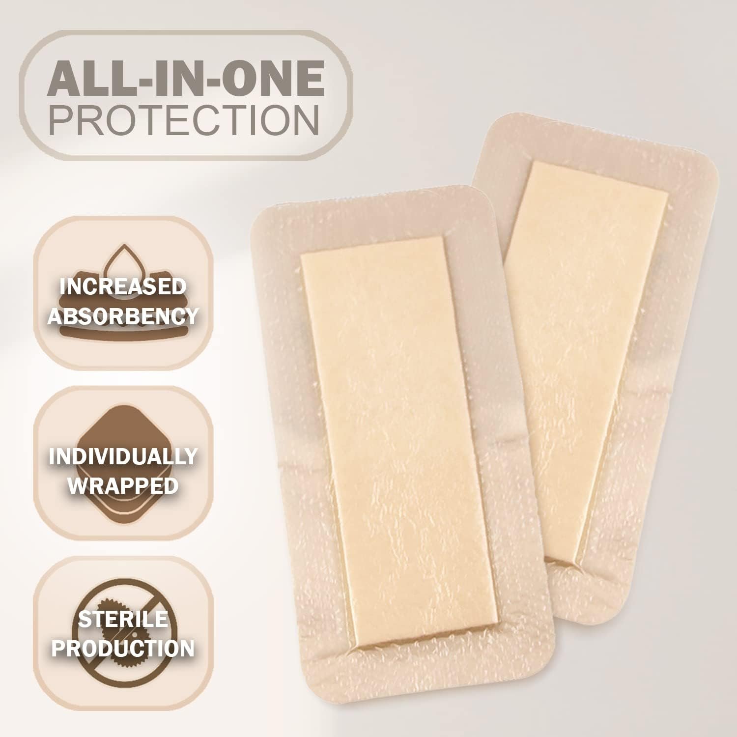 EVERLIT Care Silicone Foam Dressing with Adhesive Border | Highly Absorbent Hypoallergenic Bandages for Chronic Wounds, Bed Sores, Pressure Ulcers | Gentle & Secure Adhesion (2" x 5" | 10 Pack) - Image 4