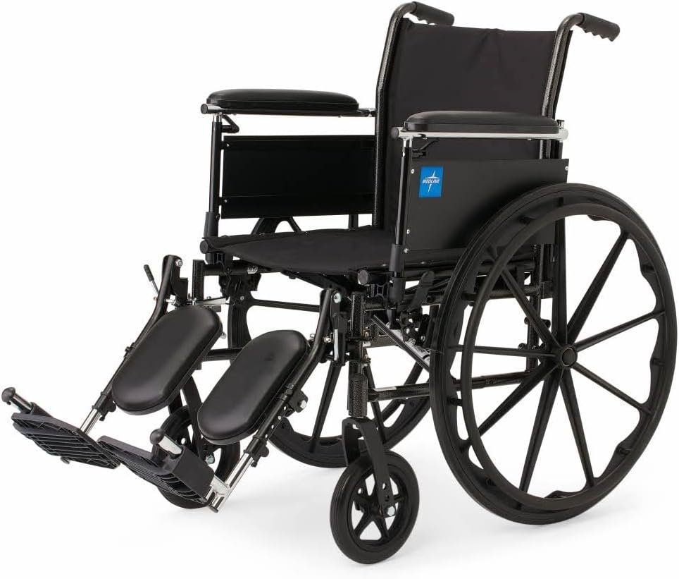 Medline K3 Guardian Wheelchair, 18" Wide Seat, Height-Adjustable Full-Length Arms, Elevating Leg Rests - Lightweight, Foldable Mobility Aid for Enhanced Comfort and Independence - Image 3