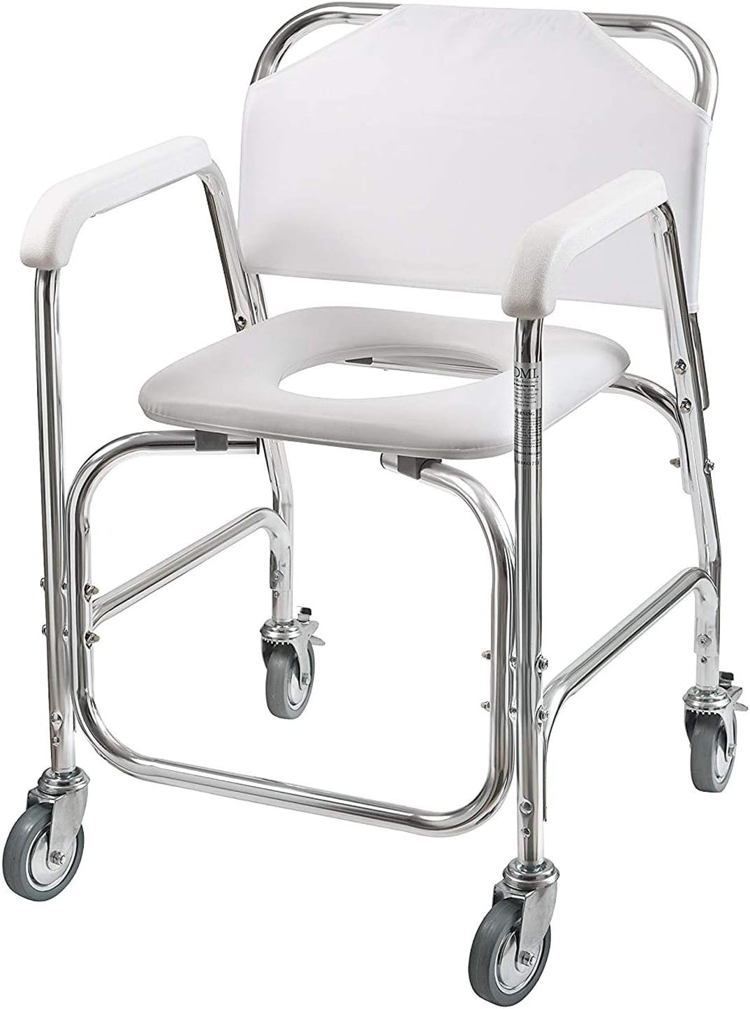 DMI Rolling Shower Chair, Commode, Transport Chair, FSA Eligible, Rolling Bathroom Wheelchair for Handicap, Elderly, Injured or Disabled, 250 Lb. Weight Capacity, Aluminum Frame, White - Image 8