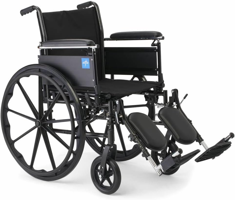 Medline K3 Guardian Wheelchair, 18" Wide Seat, Height-Adjustable Full-Length Arms, Elevating Leg Rests - Lightweight, Foldable Mobility Aid for Enhanced Comfort and Independence - Image 2