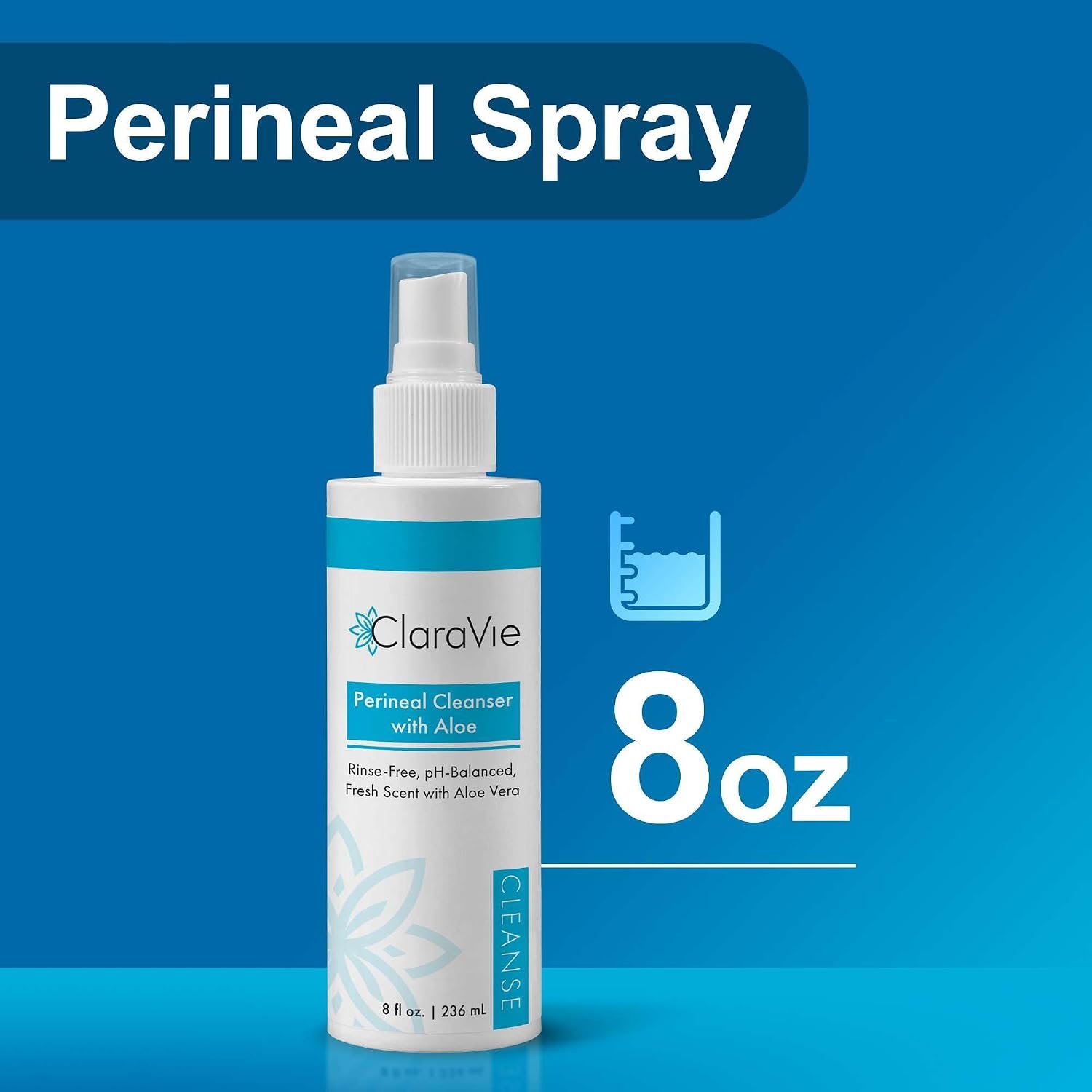 ClaraVie Perineal Cleanser with Aloe - 8 Fl Oz Perineal Spray for Postpartum and Incontinence - Deodorizing, Non Drying, pH Balanced, No Rinsing Required - Image 2