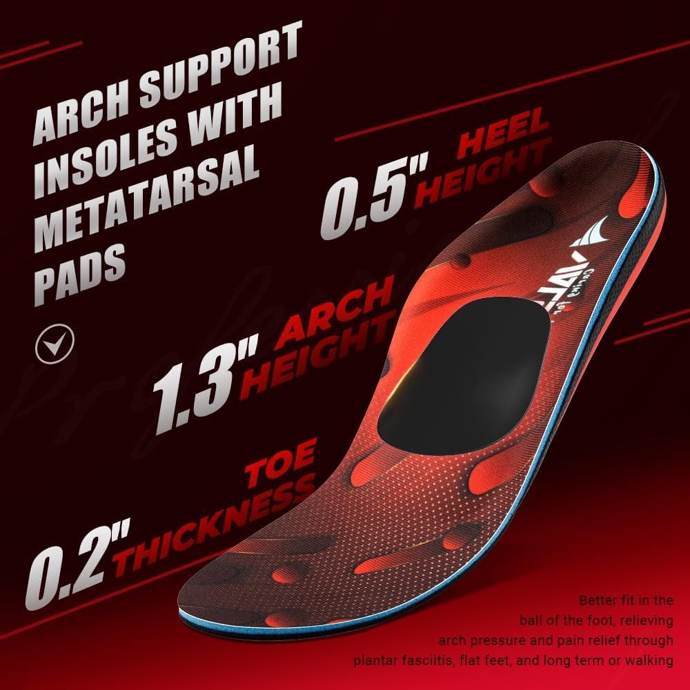 VALSOLE 250+ lbs Plantar Fasciitis High Arch Support Insole for Men Women,Heavy Duty Support Pain Relief Orthotics Insert,Relieve Flat Feet,High Arch,Foot Pain,Standing All Day Boot Work Shoe Insole - Image 6