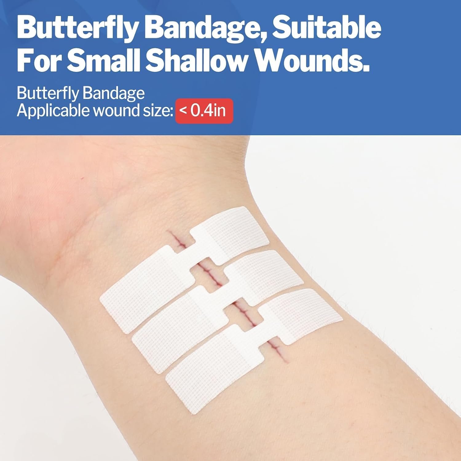 AZEN 42 Pack Wound Closure Strips, 4 Types Butterfly Bandages, Emergency Laceration Closure Kit, Repair Wounds Without Stitches, Quick Clot Zip Stitch Wound Closures Device - Image 6
