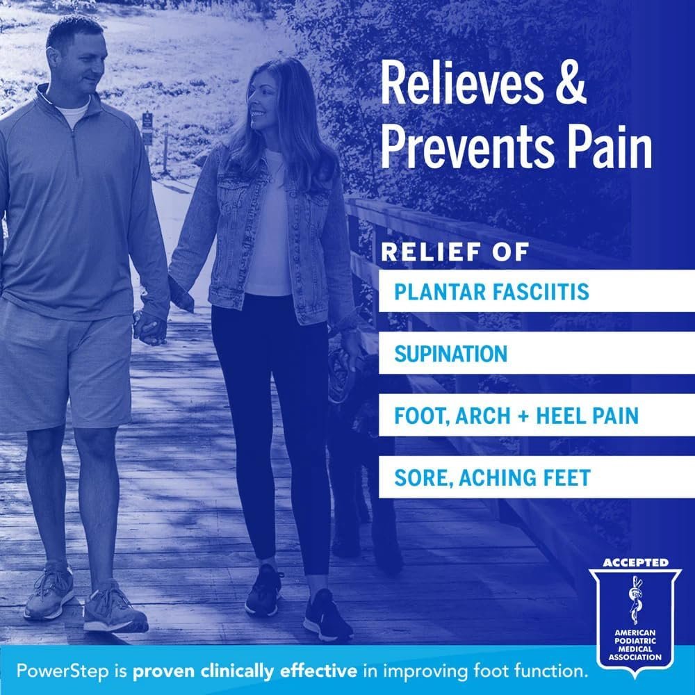 PowerStep Pinnacle High Arch Orthotics Insoles, High Arch Pain Relief, Plantar Fasciitis Relief, Supination, Supports Foot, Arch & Heel Pain, Made in The USA - Image 2