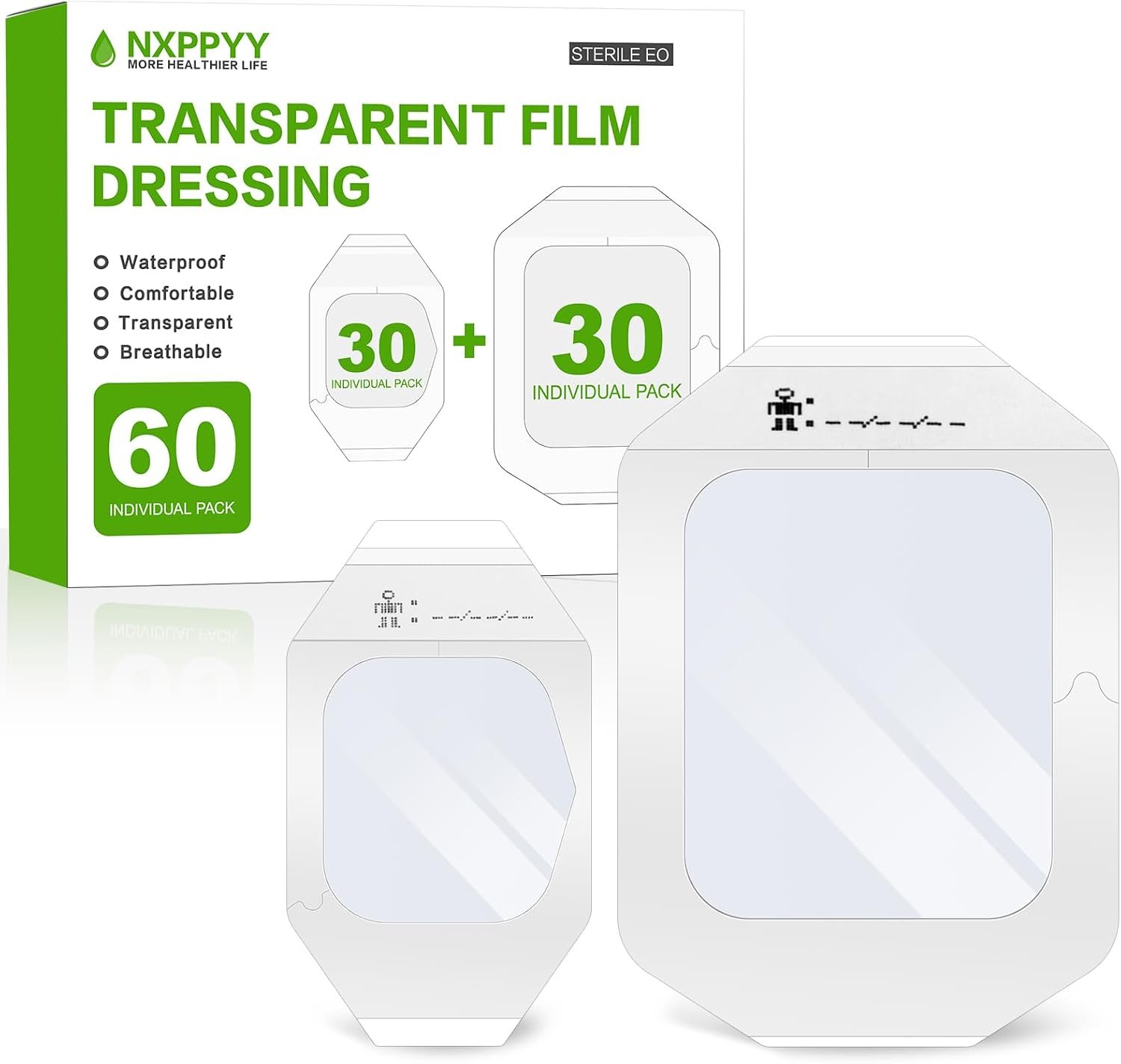 60Pack Transparent Film Dressing &#...