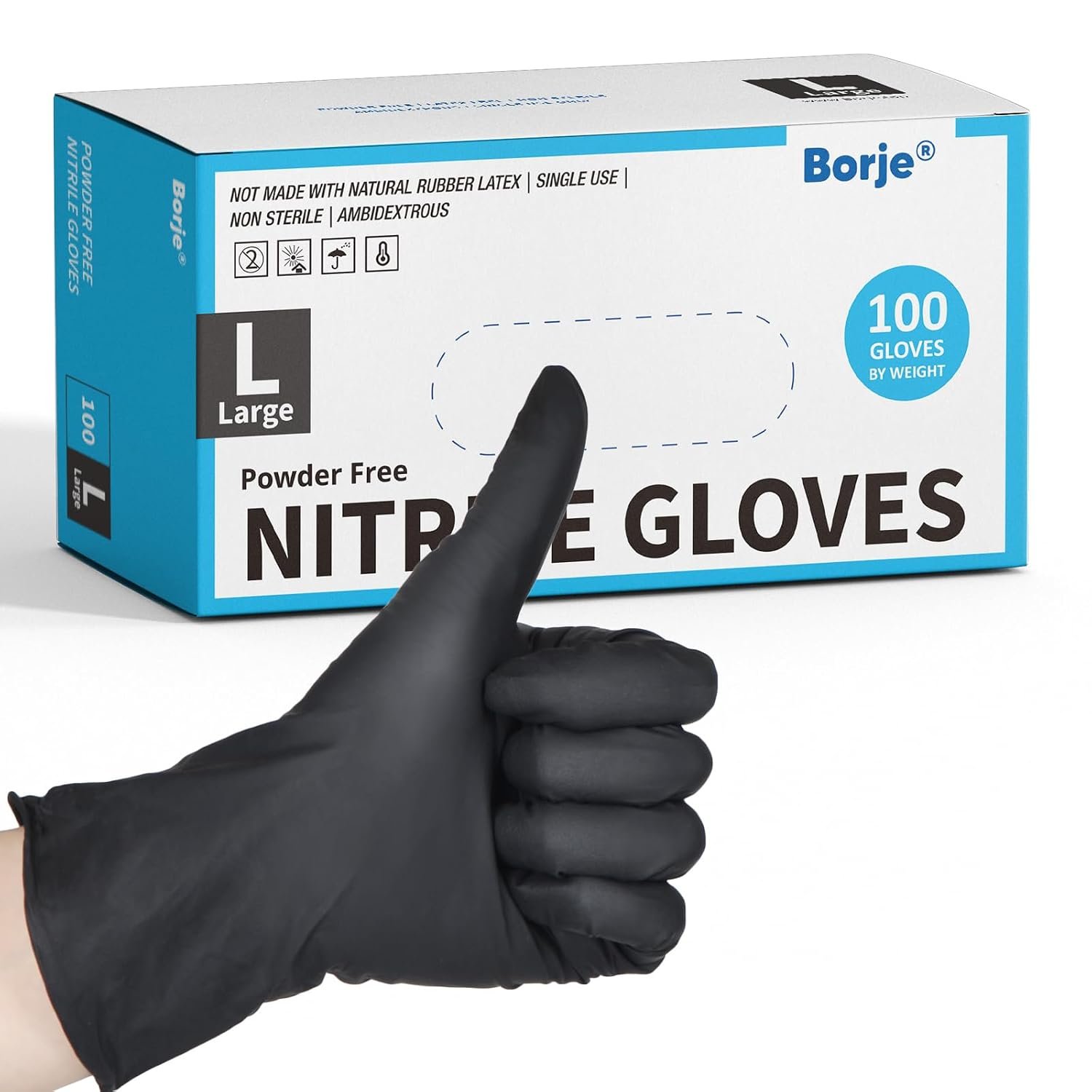 Borje Nitrile Gloves Large, 100 Cou...