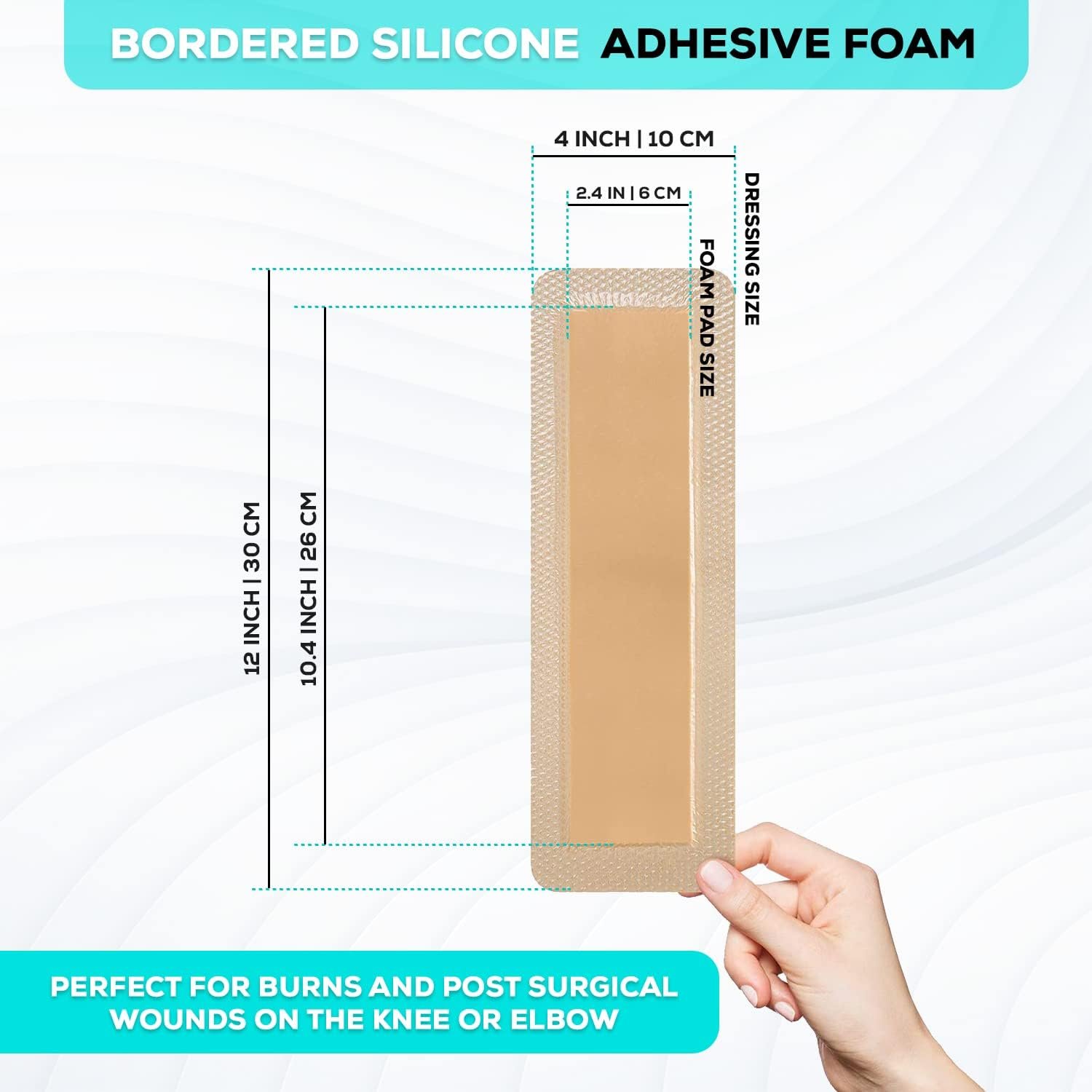 MedVance Silicone Foam Adhesive Dressing with Border, 4"x12", Box of 10 - Image 3