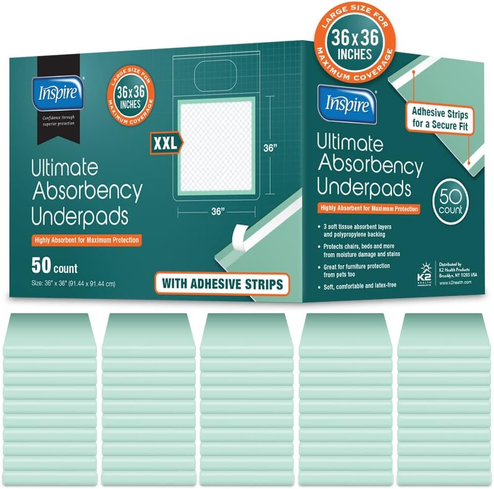 Inspire Super and Ultra Absorbent Disposable Bed Pads, 36" X 36", Pack of 50 with Adhesive, XXL - Image 7