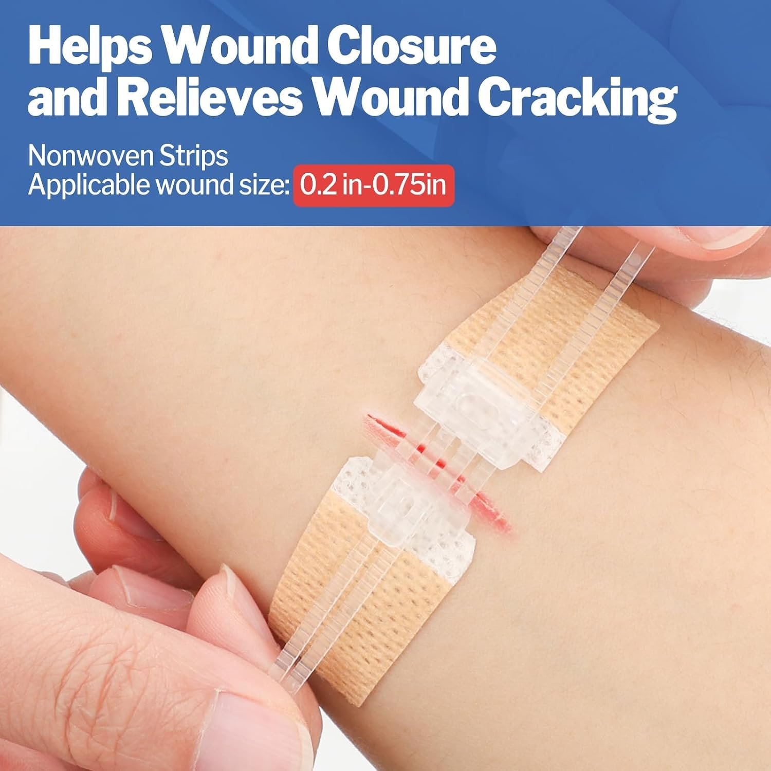 AZEN 42 Pack Wound Closure Strips, 4 Types Butterfly Bandages, Emergency Laceration Closure Kit, Repair Wounds Without Stitches, Quick Clot Zip Stitch Wound Closures Device - Image 4